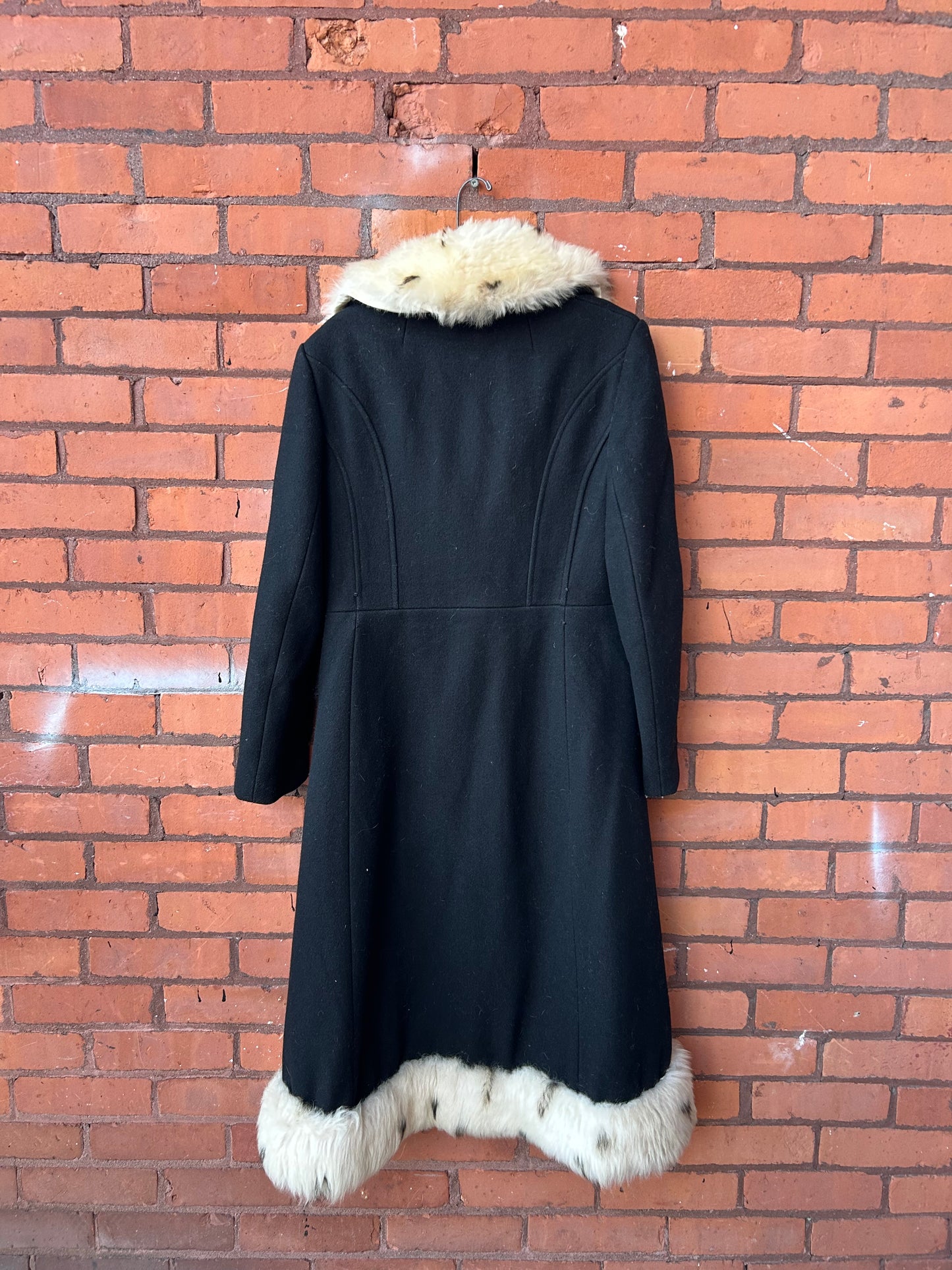90’s Vintage Wool & Faux Fur Trim Over Coat / Size S