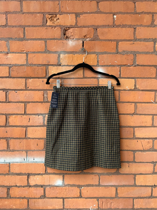 90’s Vintage Grey & Yellow Plaid Mini Skirt / 27 Waist