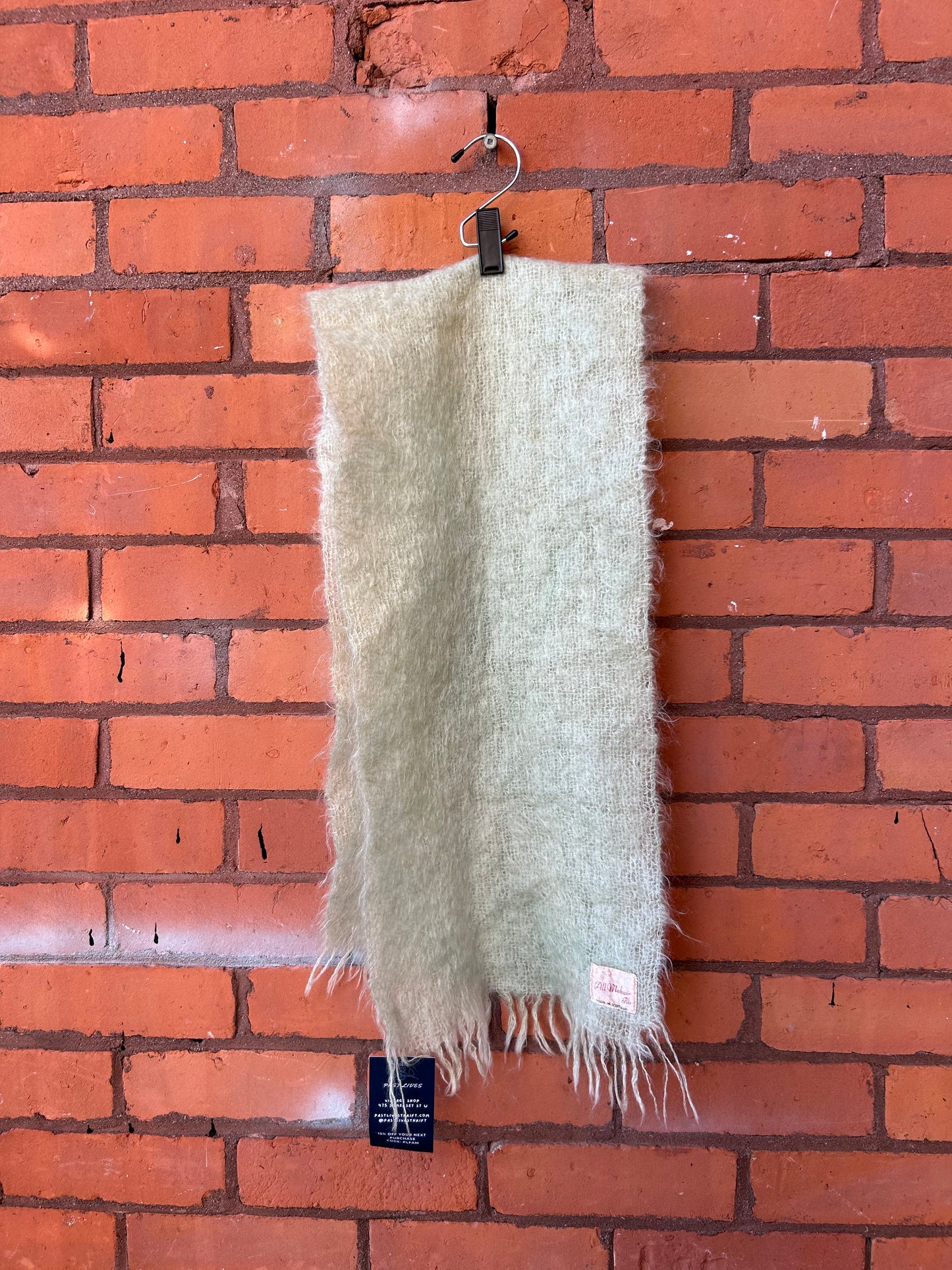 70’s Vintage Mint Green Mohair Scarf