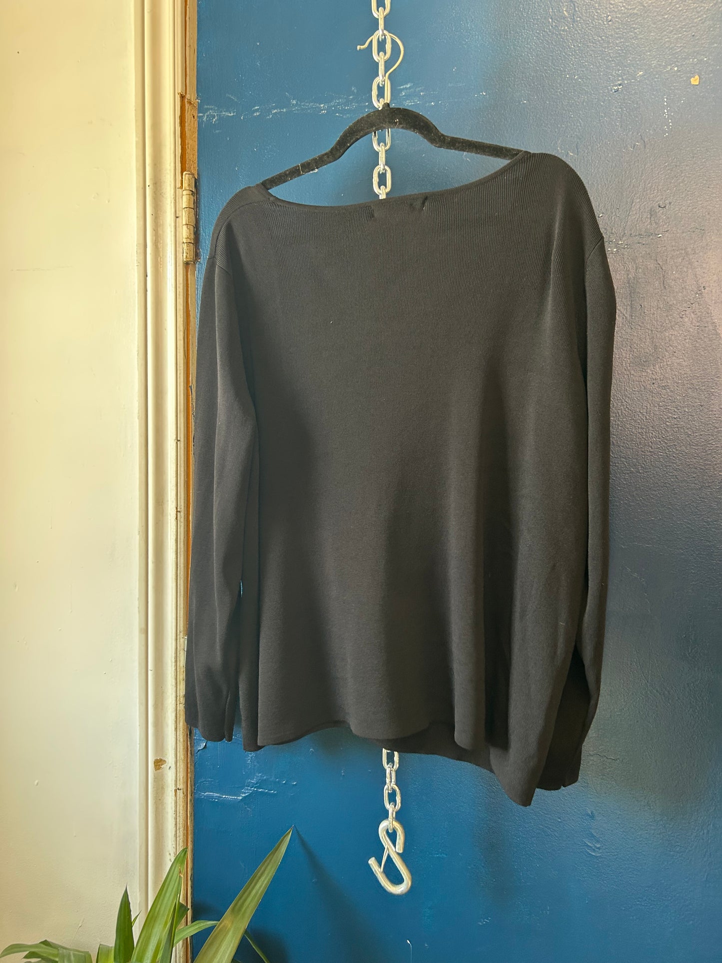 90’s Vintage Black Hook & Eye Cardigan / Size 2X-3X