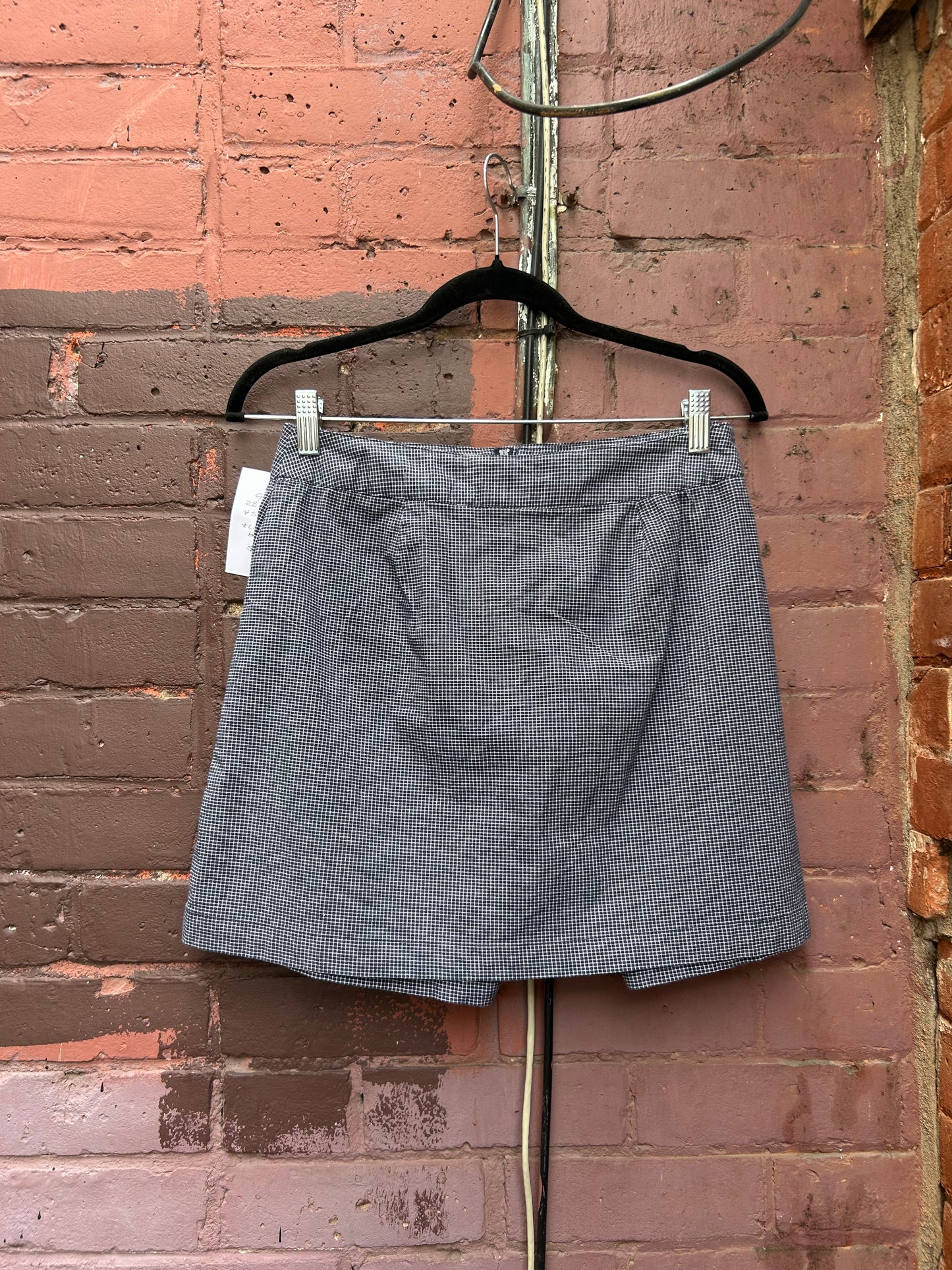 90’s Vintage Blue Micro Plaid Mini Skort / 28 Waist