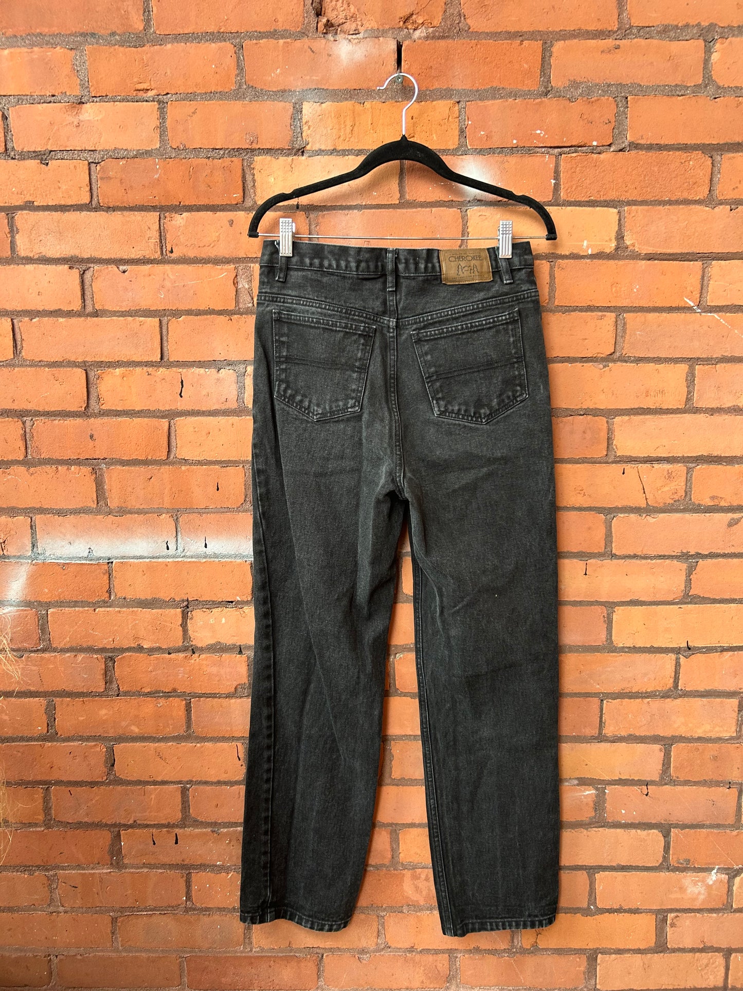 90’s Vintage Faded Black Straight Leg Jeans / 30 Waist