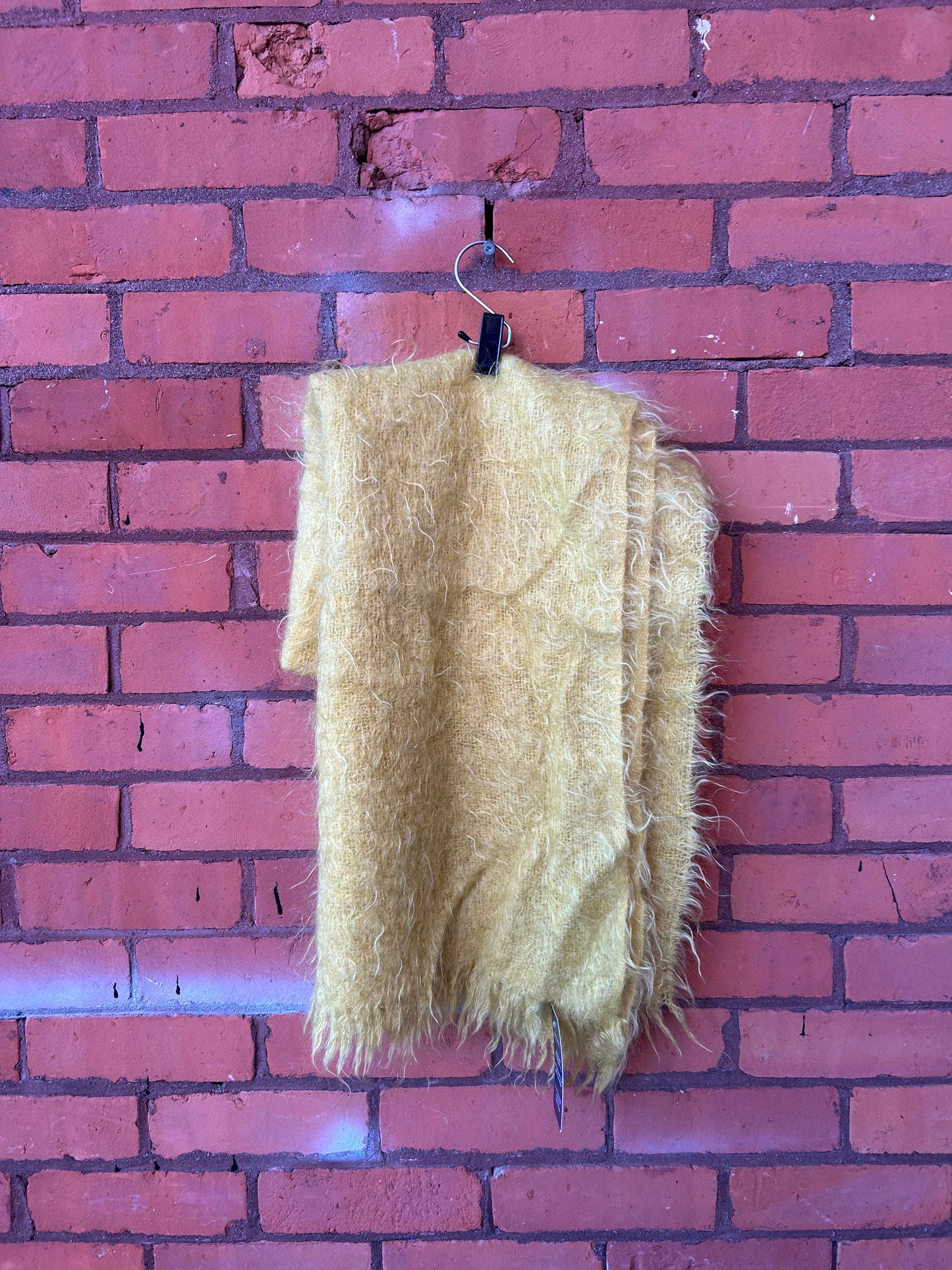 70’s Vintage Yellow Mohair Wool Blanket Scarf