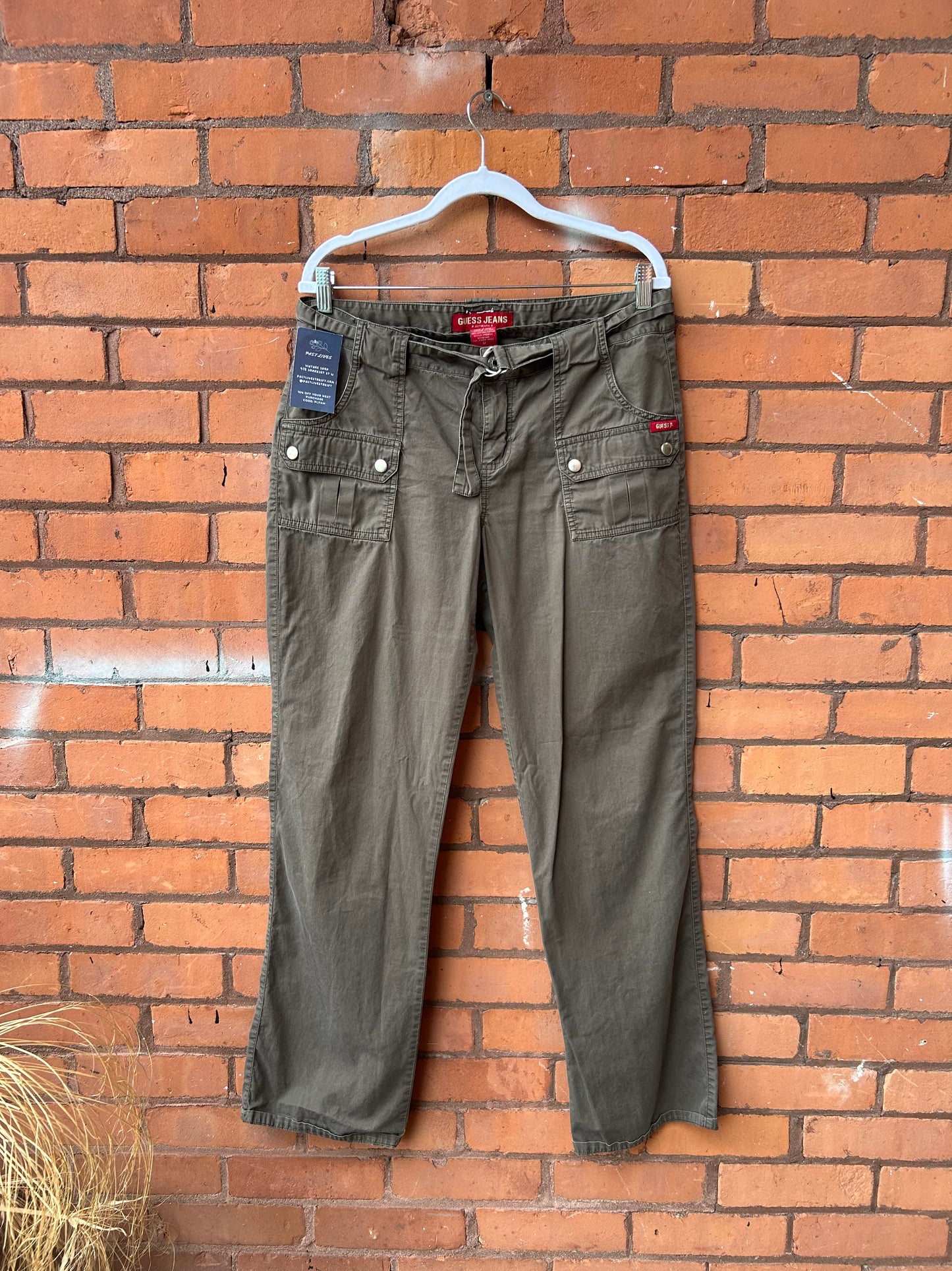 Y2K Vintage Guess Green Mid Rise Cargo Pants / 36 Waist