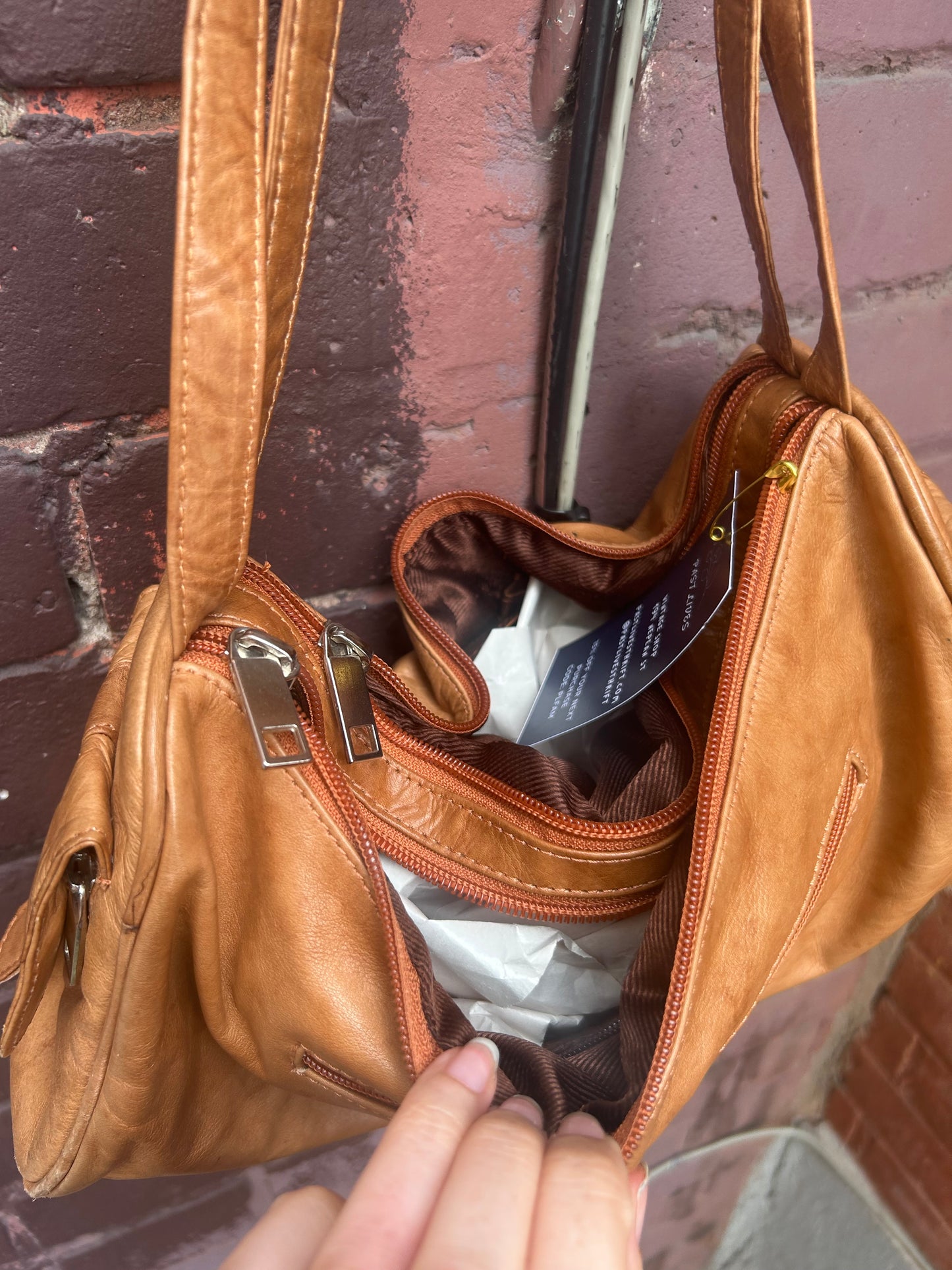 Y2K Vintage Brown Soft Leather Slouchy Shoulder Purse