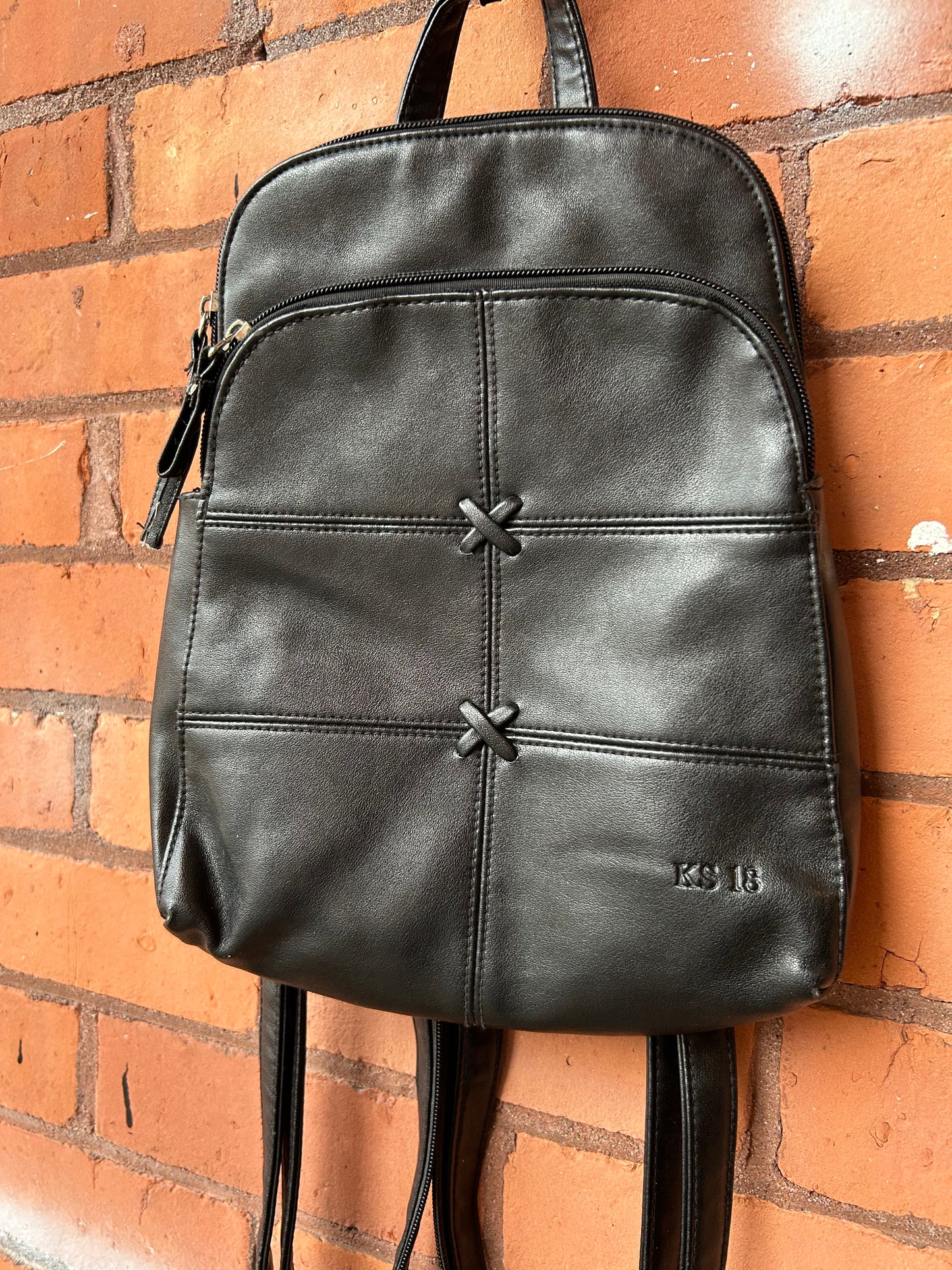 Y2K Vintage Black Faux Leather Mini Back Pack
