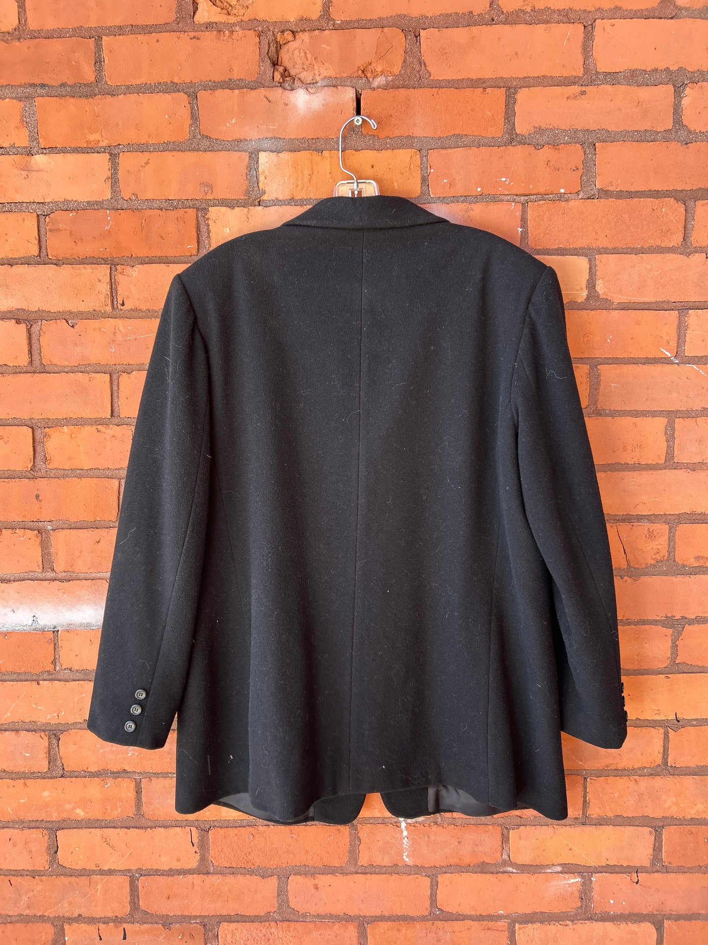 90’s Vintage Black Wool Boxy Blazer / Size XL