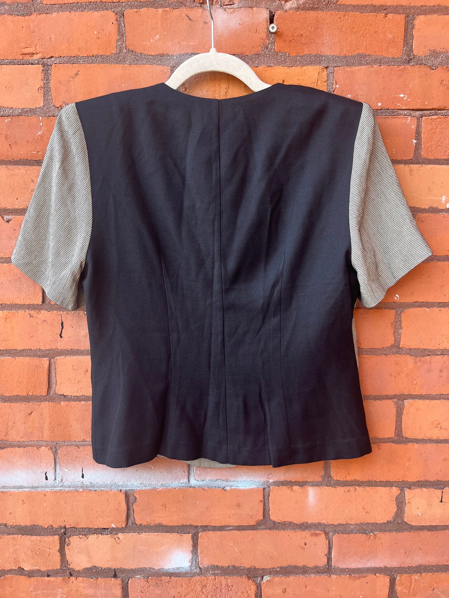 90’s Vintage Checkered Short Sleeve Blouse / Size M
