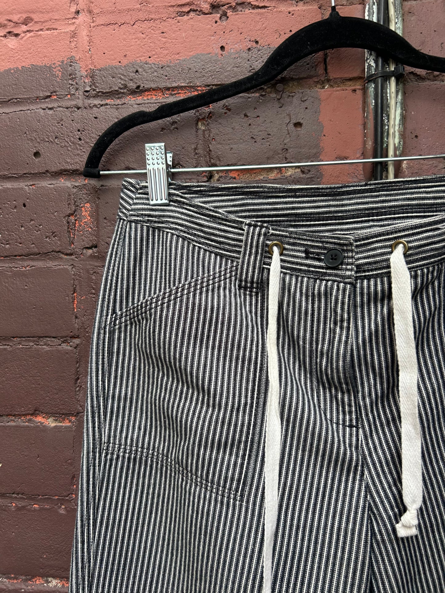 Y2K Vintage Cotton Black & White Striped Summer Pants / 6