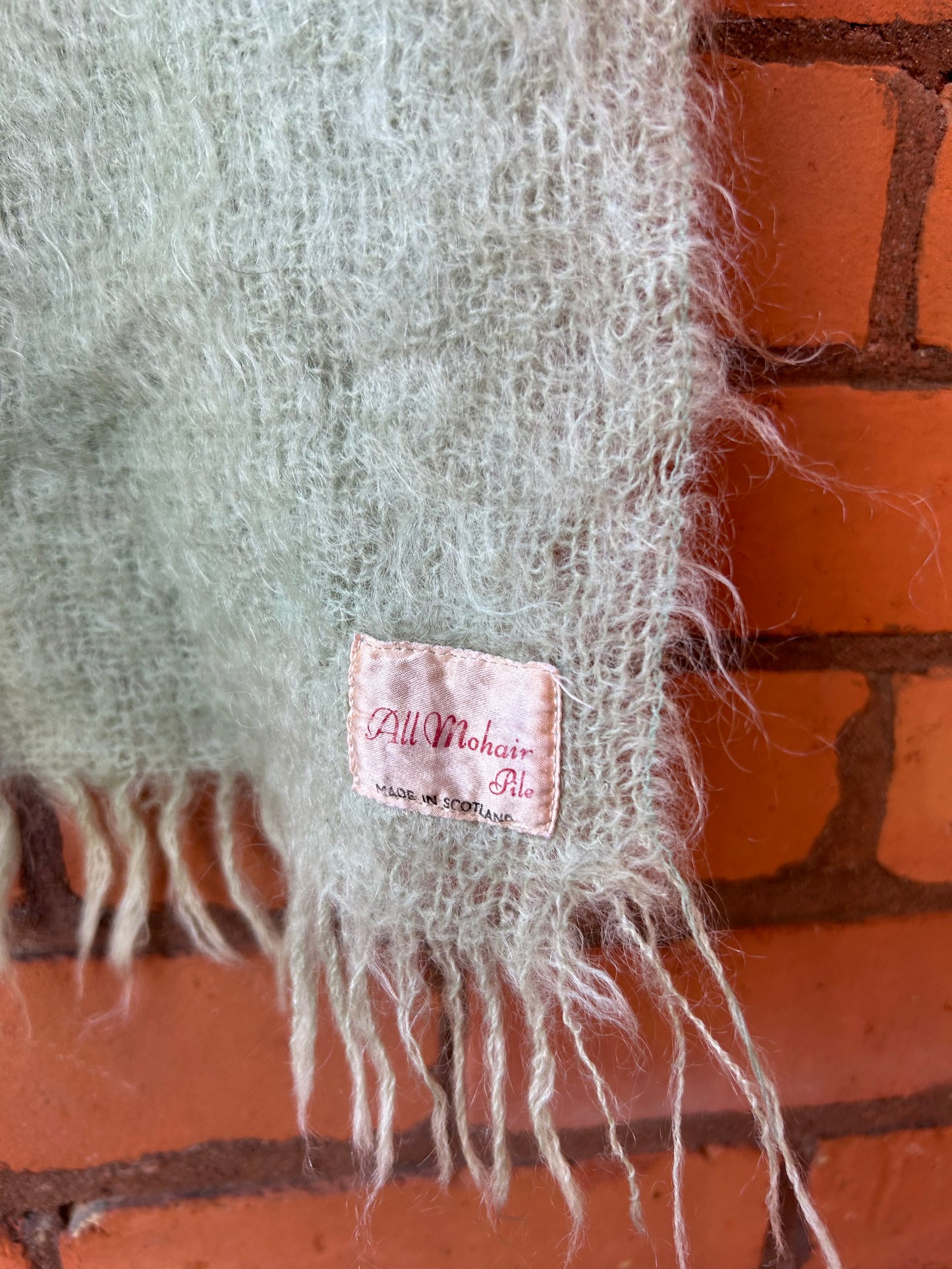 70’s Vintage Mint Green Mohair Scarf