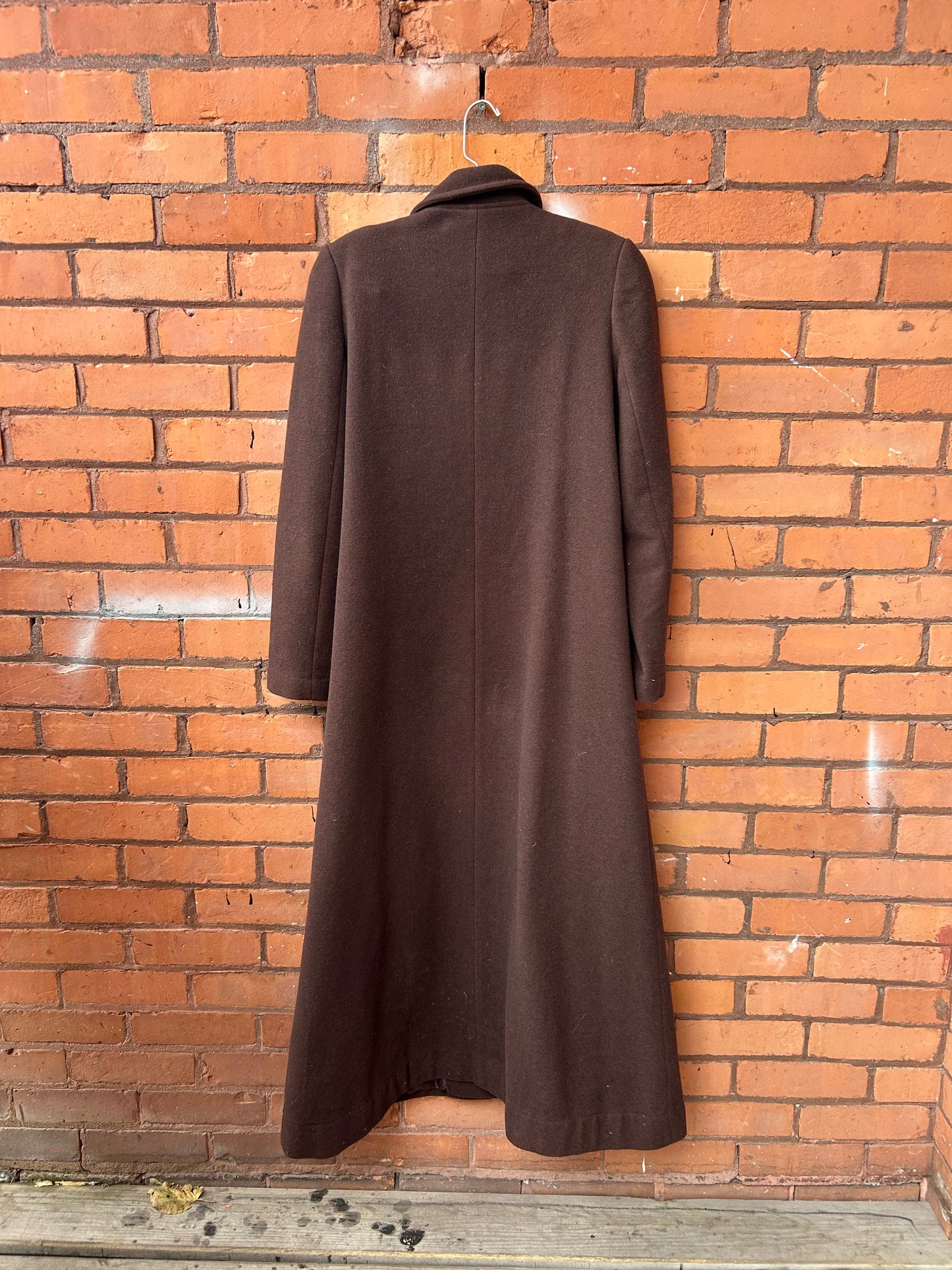 Y2K Vintage Brown Wool Blend Maxi Over Coat / Size S