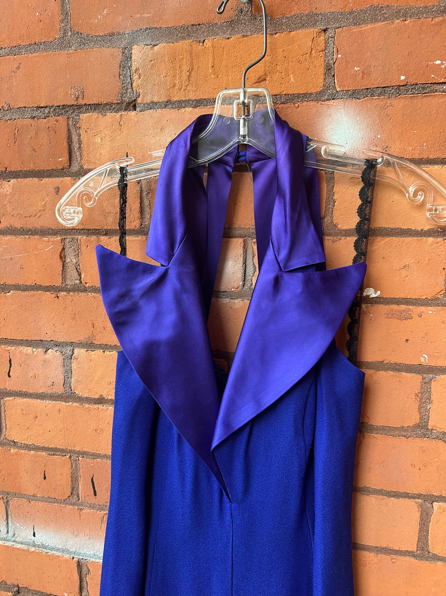 90’s Vintage Indigo & Purple Beaded & Collared Dress / Size 4-6