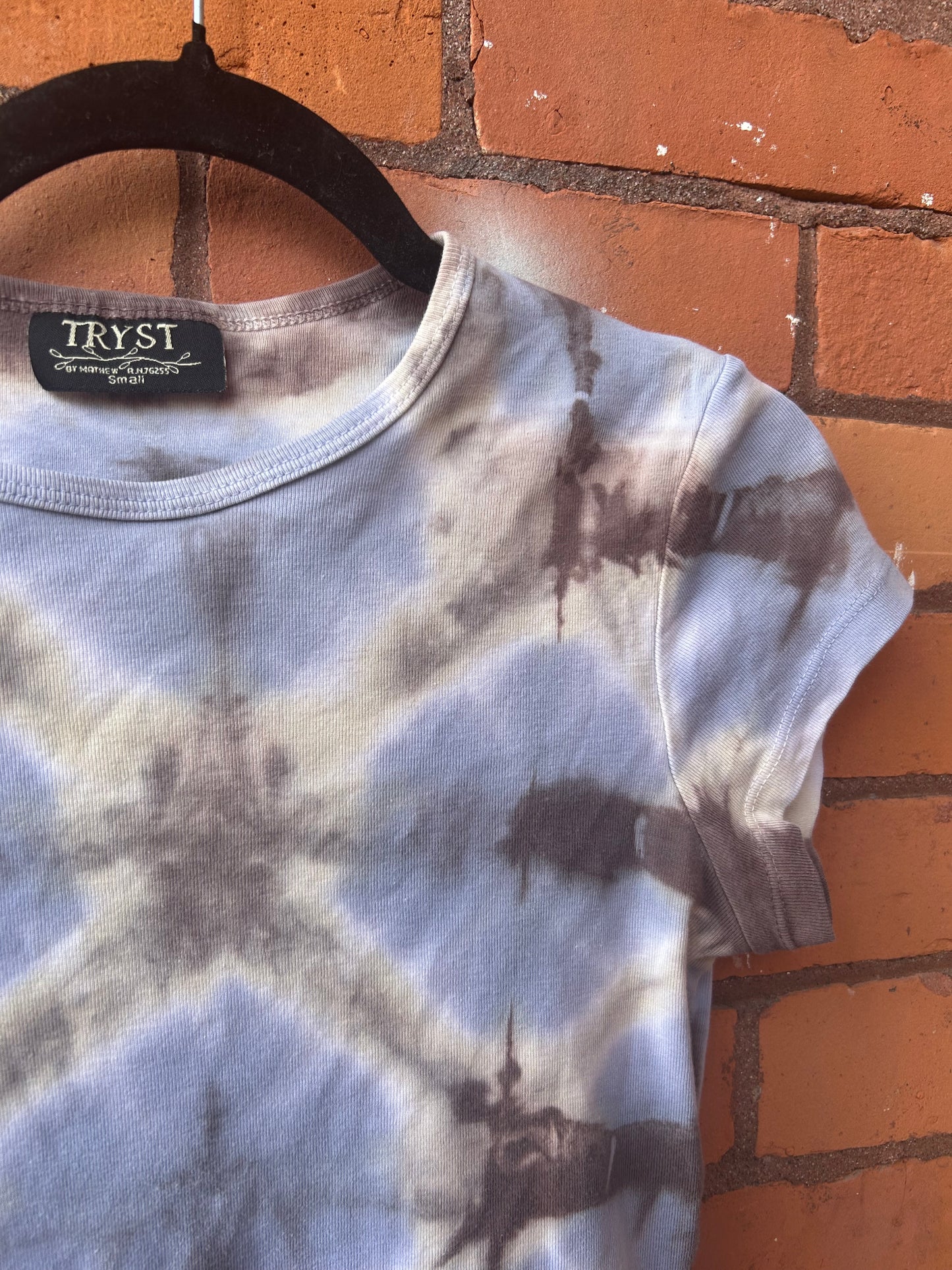 90’s Vintage Blue & Yellow Tie Dye Baby Tee / Size S