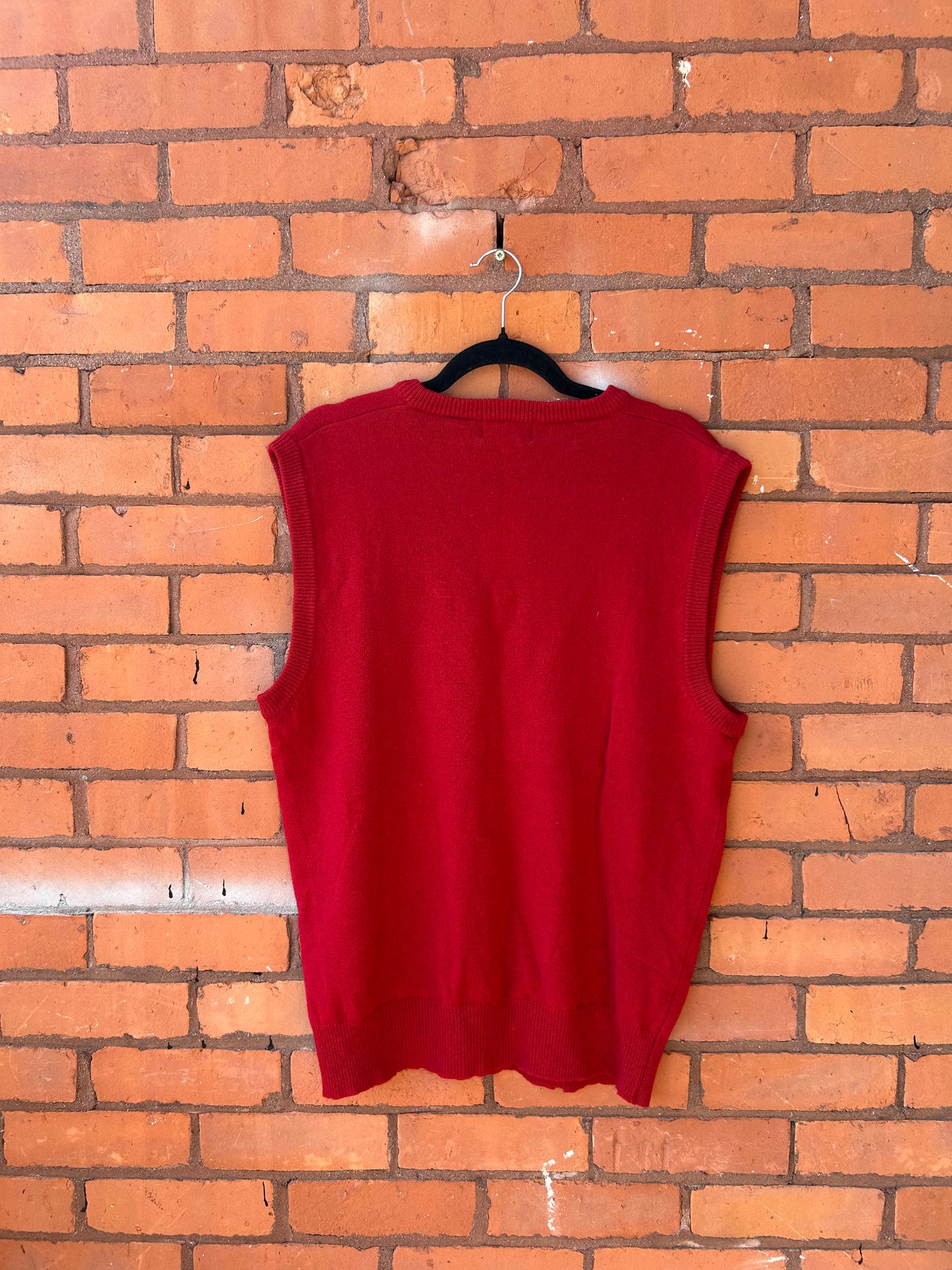 90’s Vintage Red Lambswool Sweater Vest / Size L