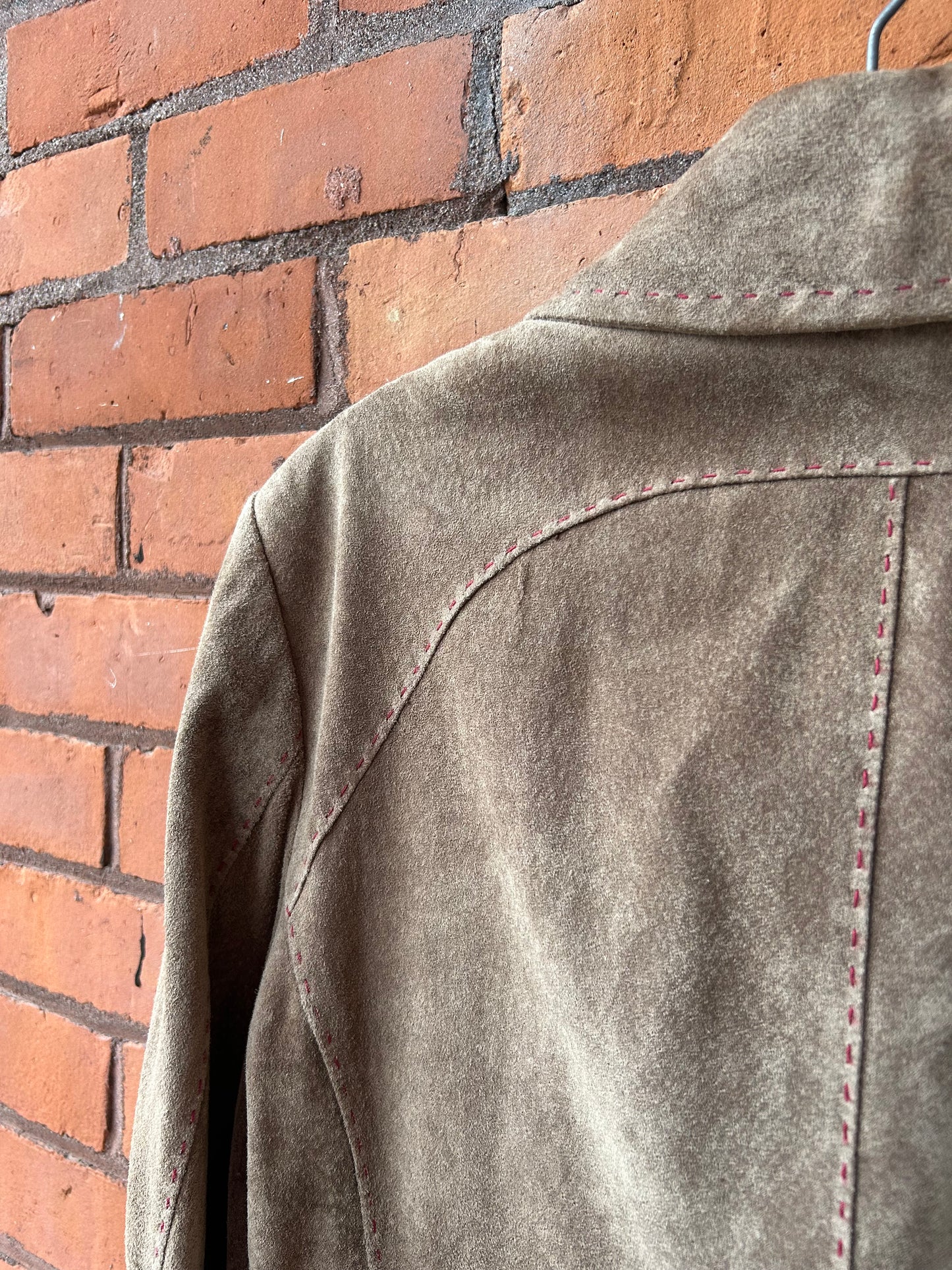 Y2K Vintage Light Brown Suede Zip Up Jacket / Size S