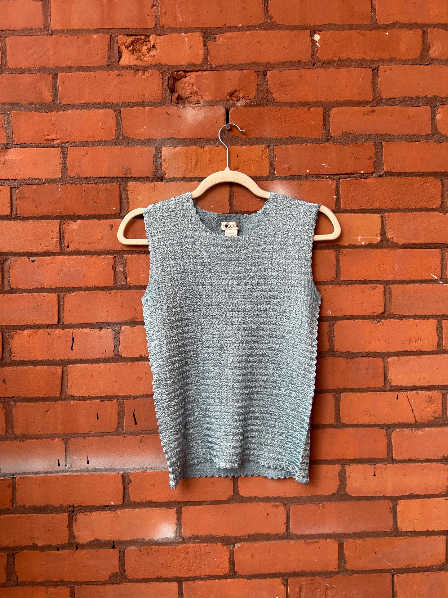 90’s Vintage Light Blue Satin Ruched Tank Top / Size M