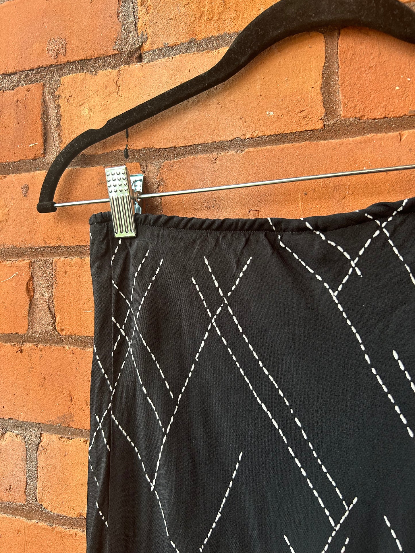90’s Vintage Black & White High Neck Tank & Midi Skirt Set / Size 2-4