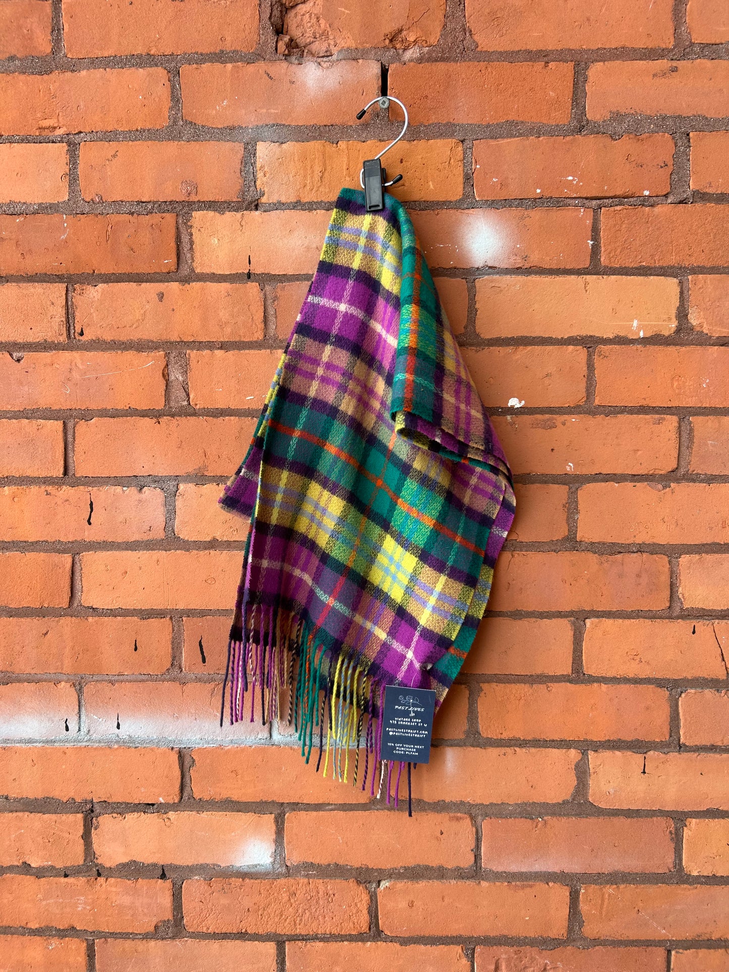 80’s Vintage Bright Plaid Scarf