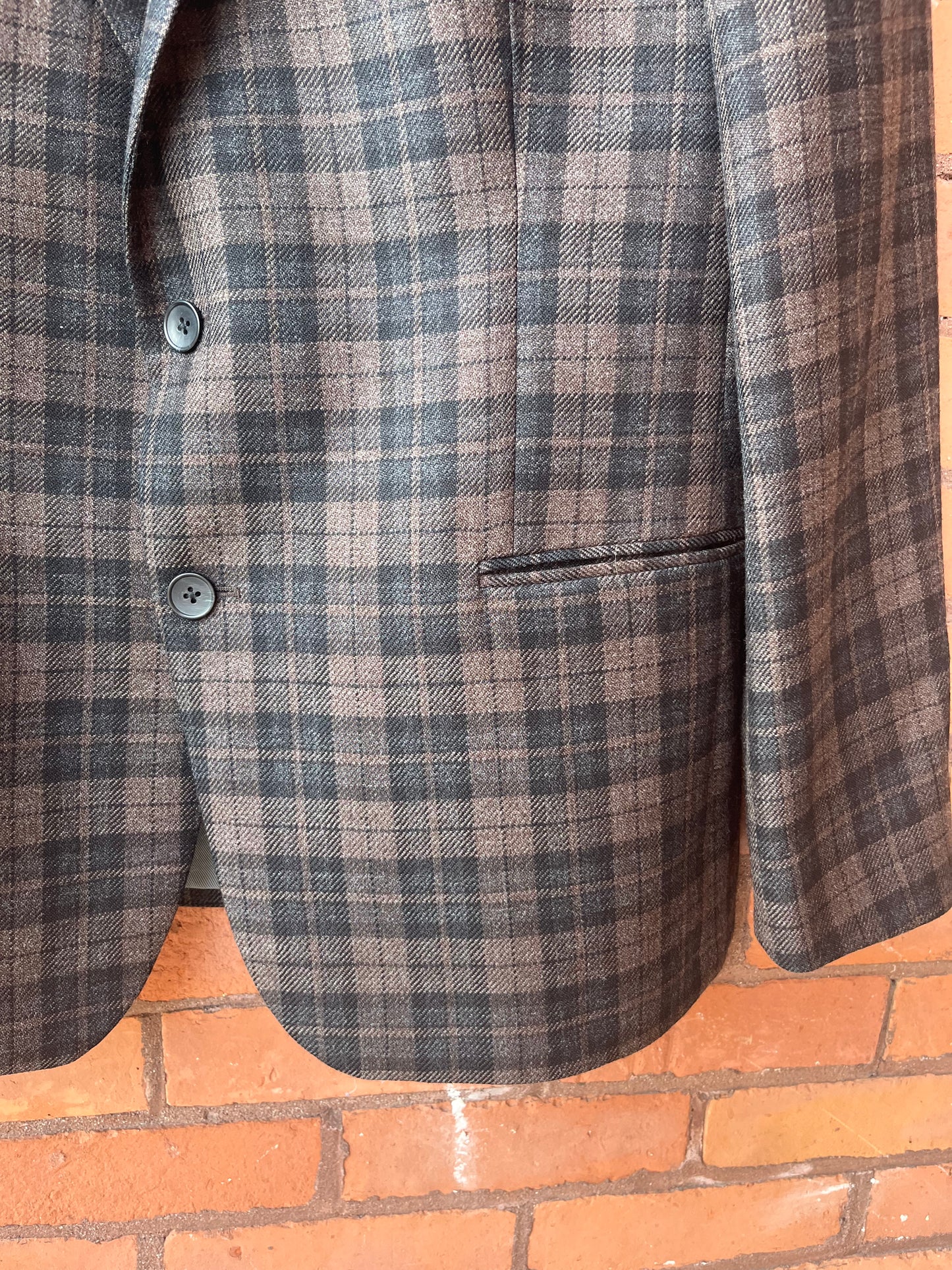 90’s Vintage Plaid Wool Boxy Blazer / Size XL