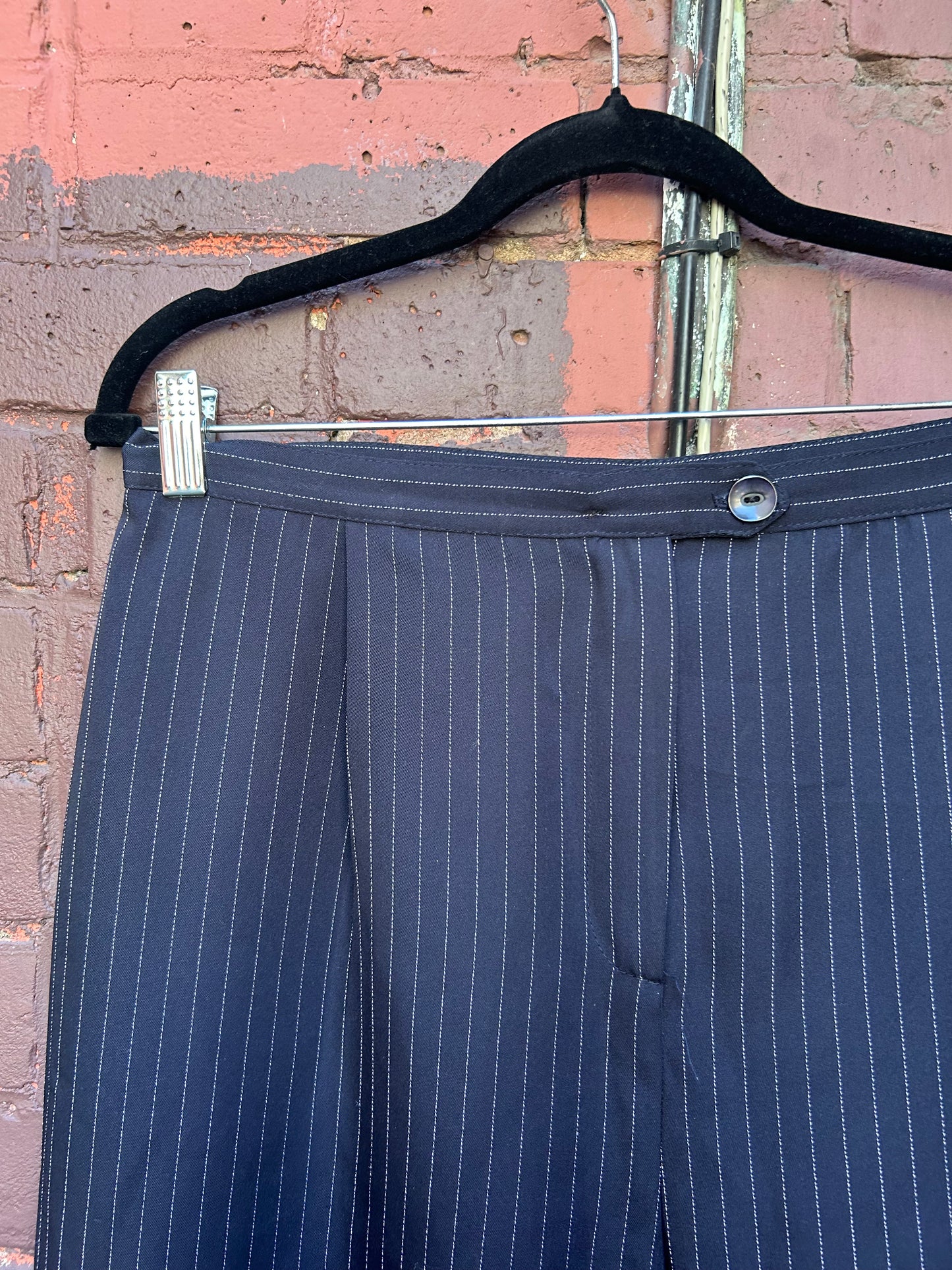 90s Vintage Navy & White Pinstriped Dress Shorts / 32 Waist