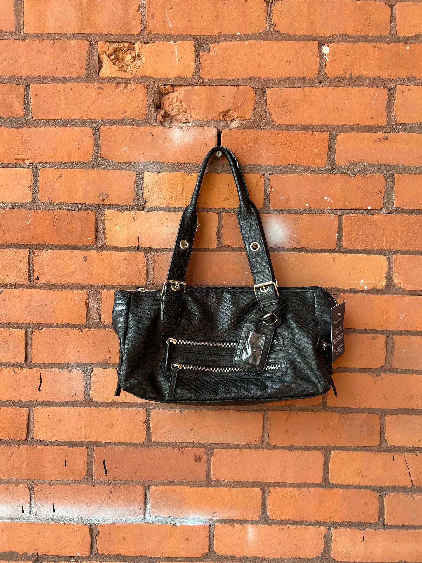Y2K Vintage Black Faux Snake Skin Shoulder Purse