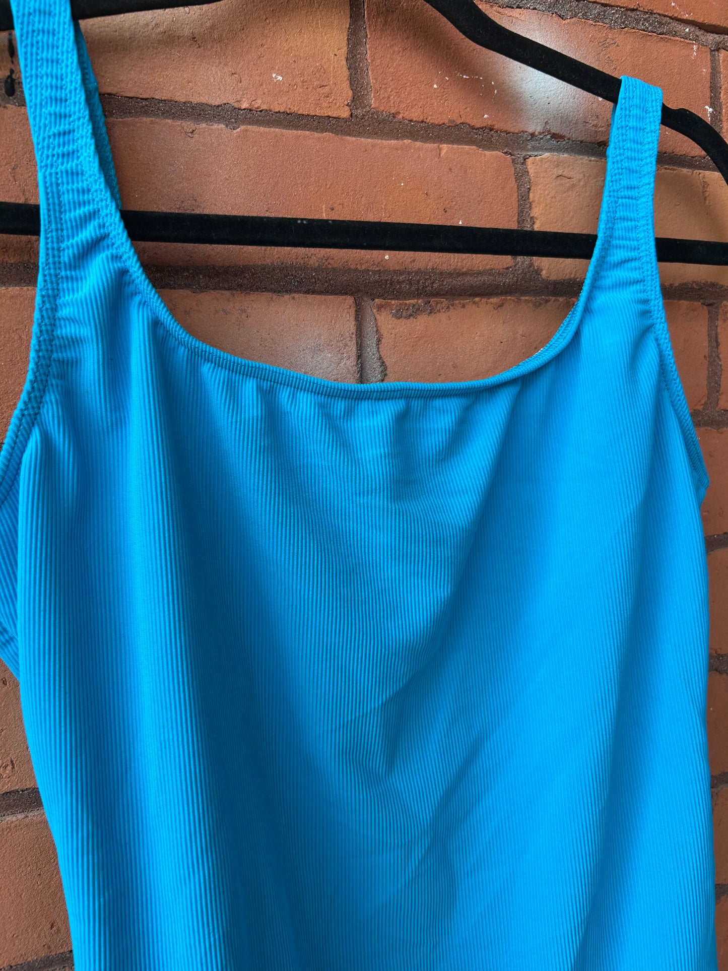 90’s Vintage Blue Low Back Swim Suit / Size L