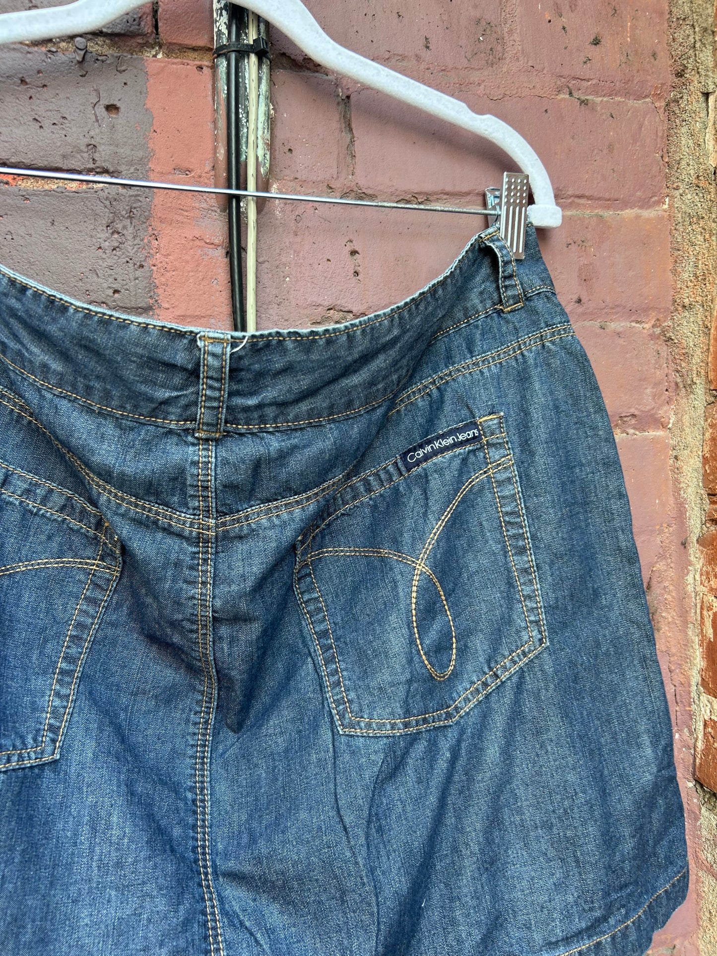 Y2K Calvin Klein Denim Mini Skirt / 38 Waist