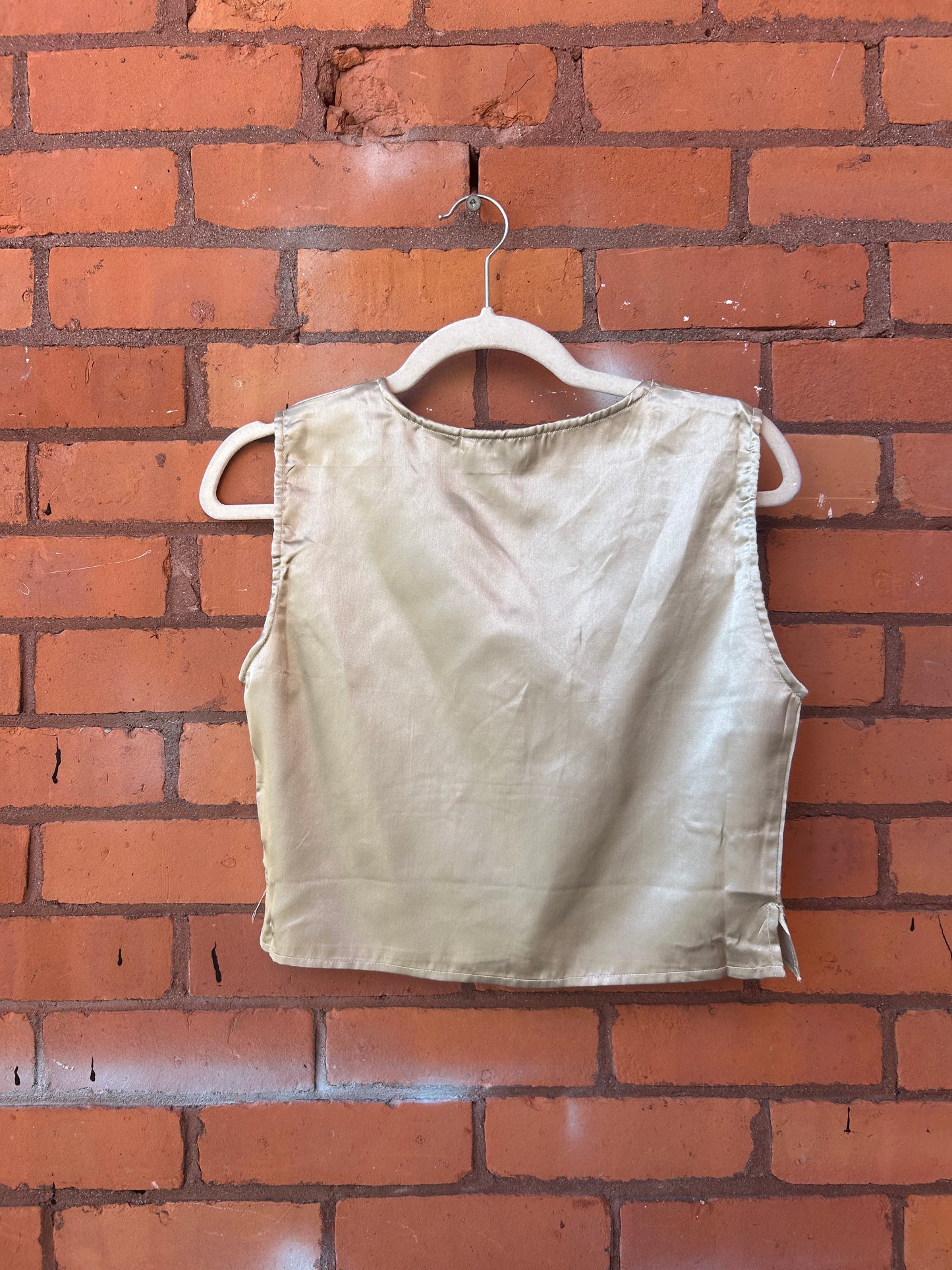 90’s Vintage Beige Satin Vest Top / Size XS - S