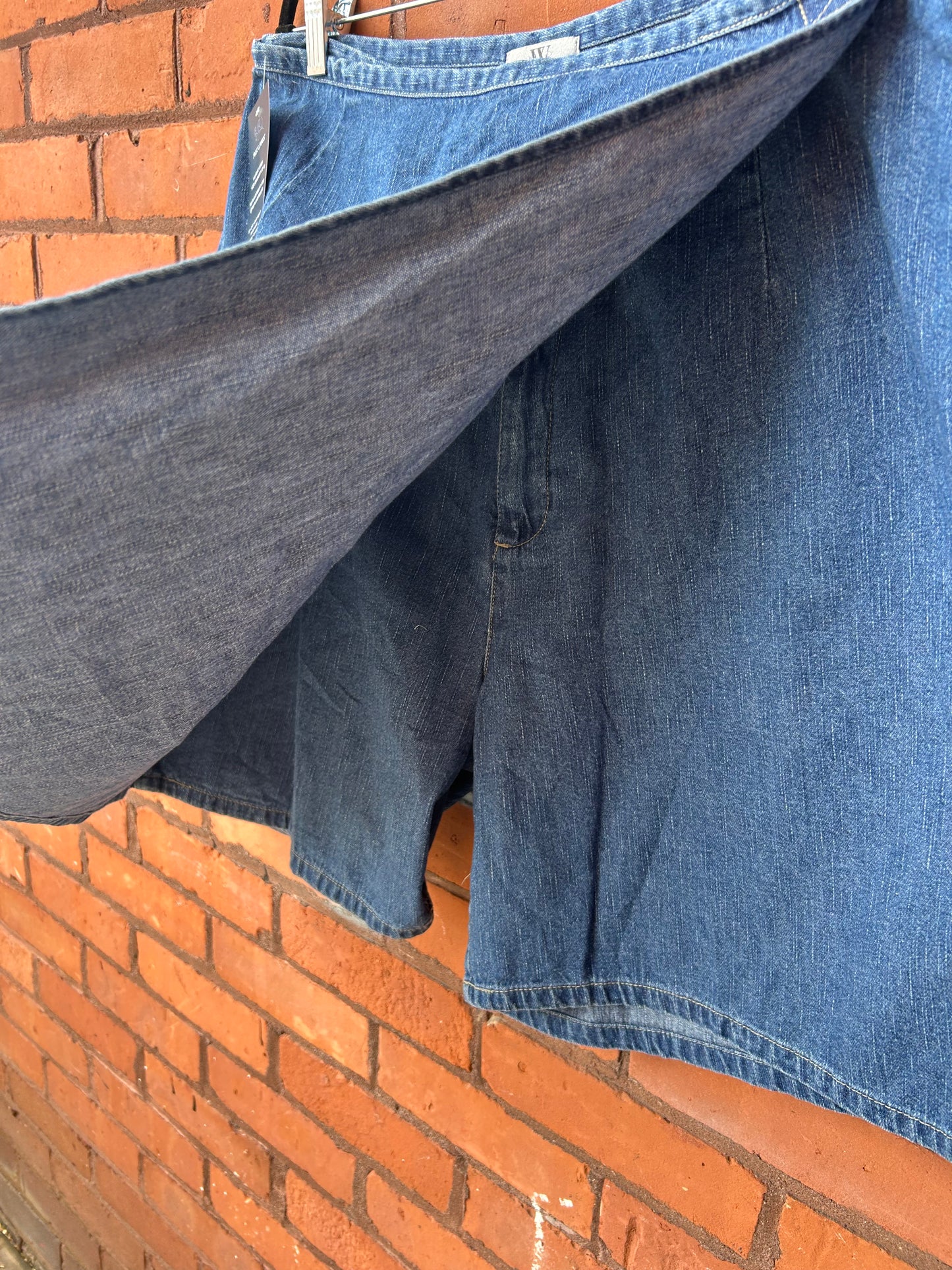 90’s Vintage Blue Denim Wrap Skort / 34 Waist