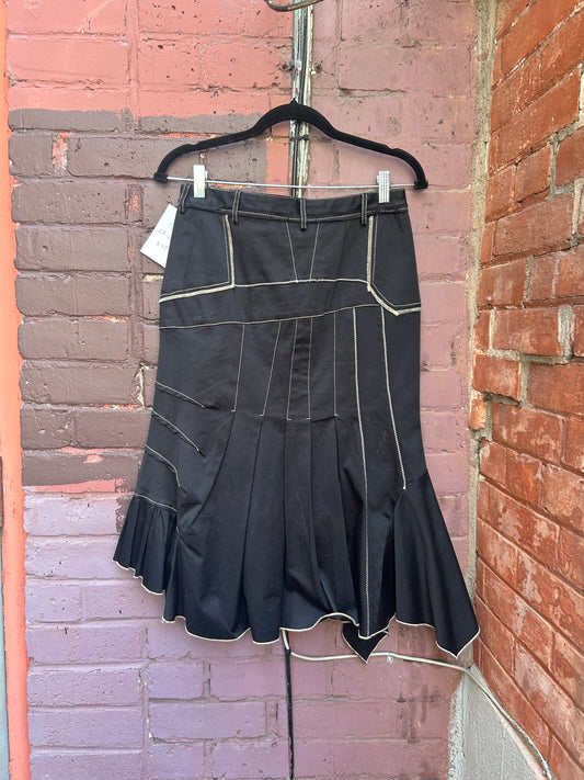 Y2K Vintage Black Patchwork Midi Skirt / 28 Waist