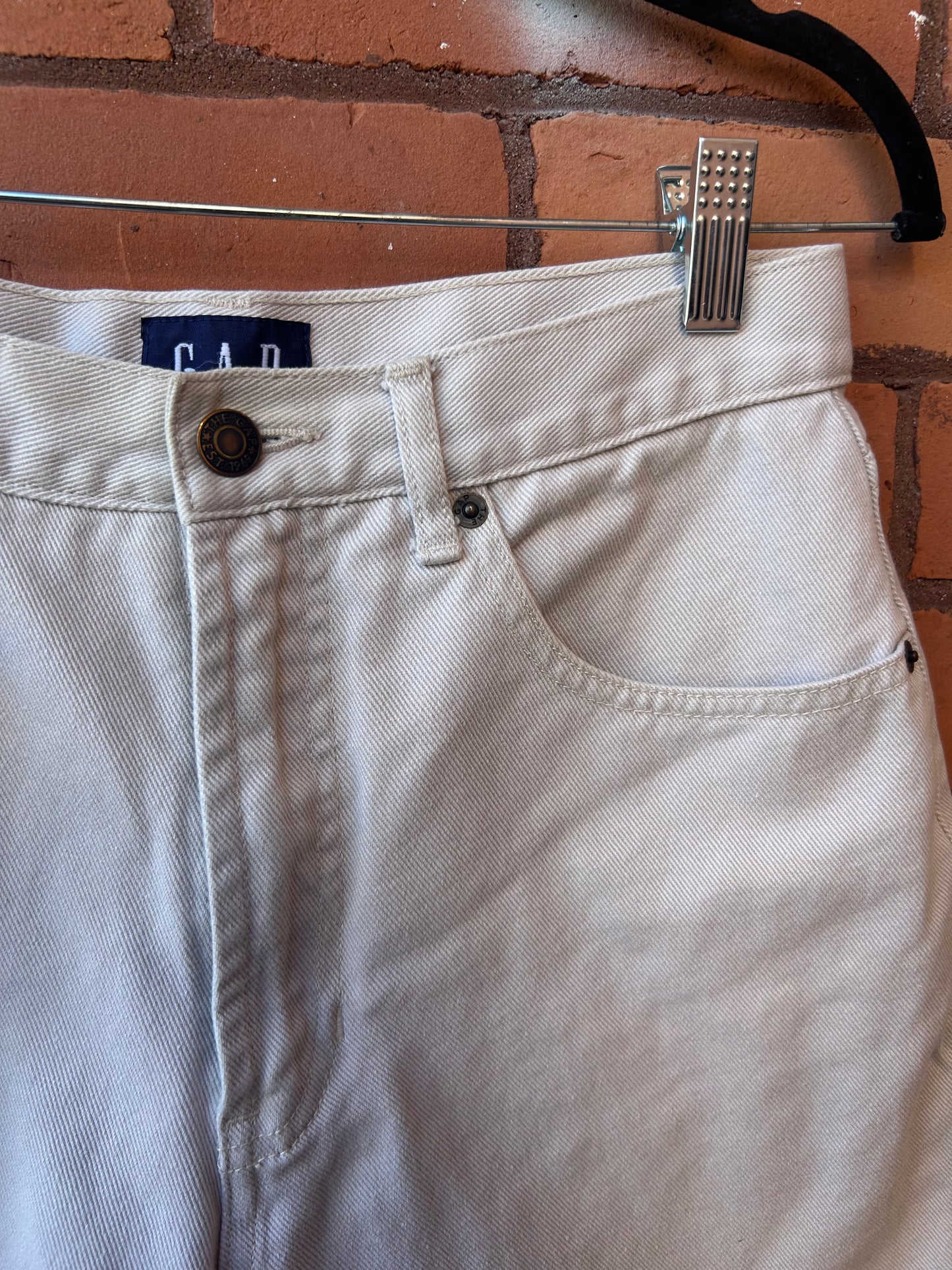 90’s Vintage Gap Beige Denim Mid Length Shorts / 28 Waist