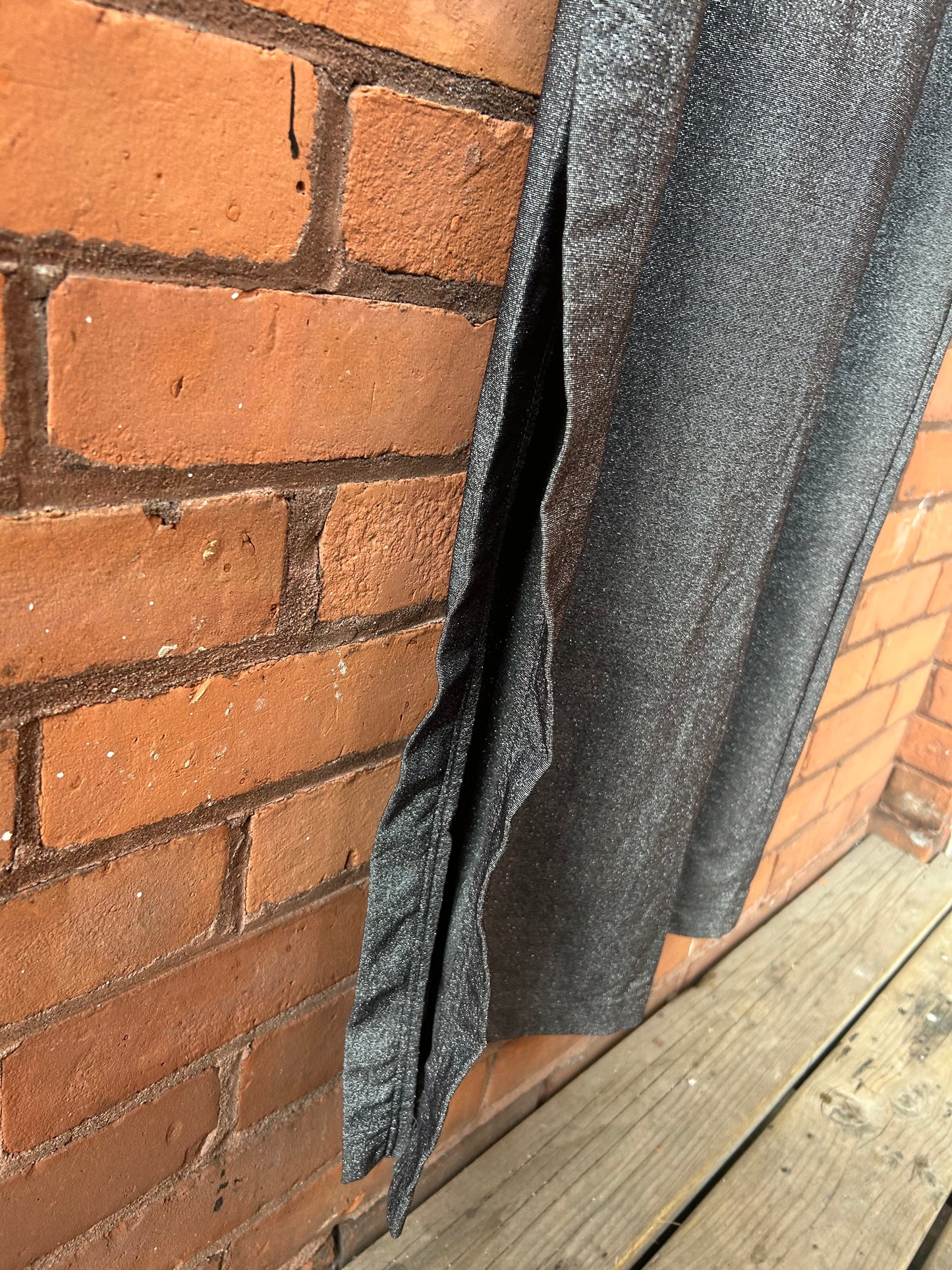 90’s Vintage Silver Metallic Maxi Dress / Size 10-12