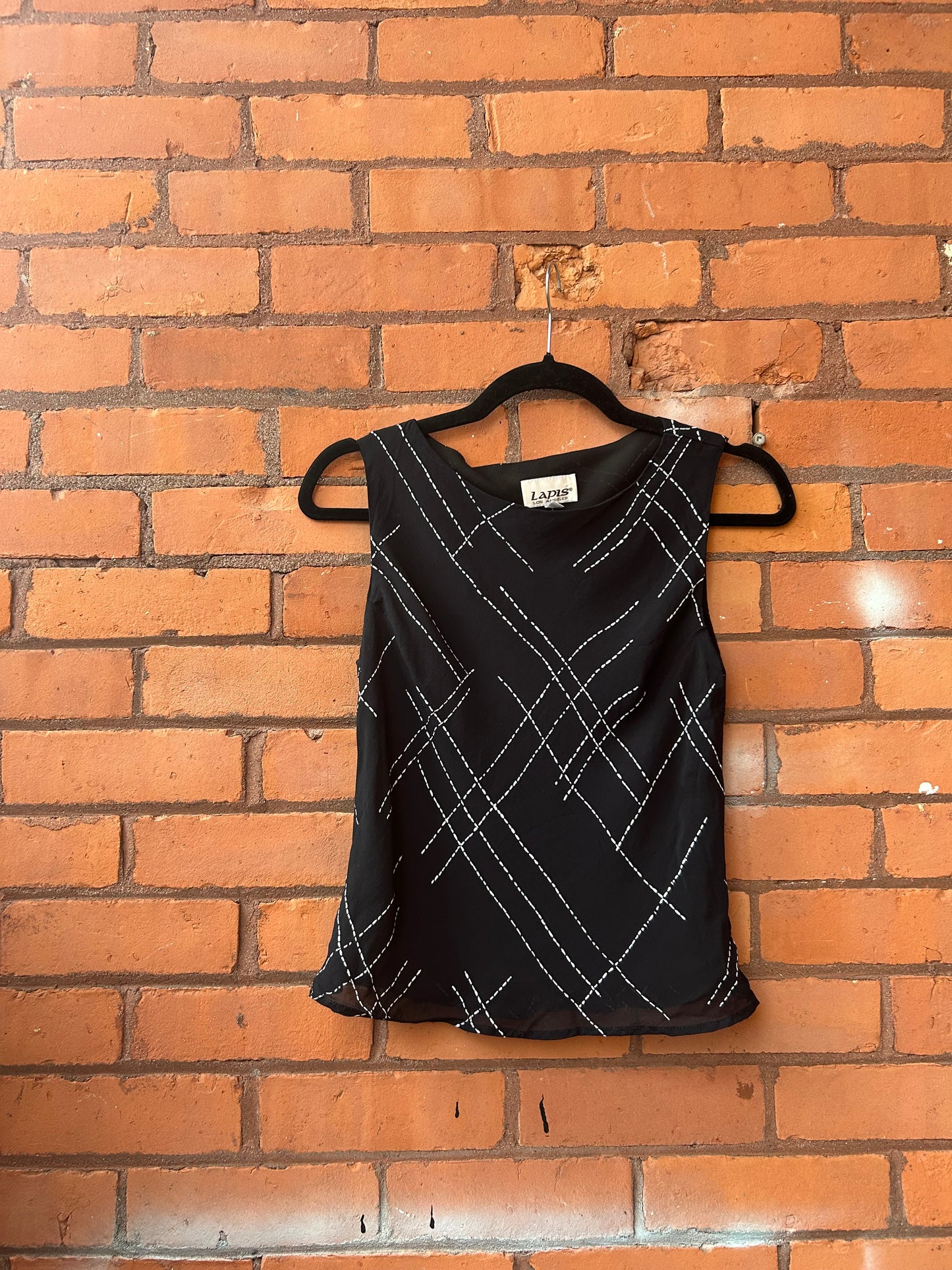 90’s Vintage Black & White High Neck Tank & Midi Skirt Set / Size 2-4