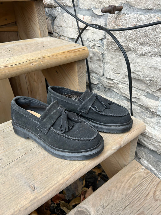 Modern Dr Martens Adrian Mono Black Suede Loafers / Size 6.5-7