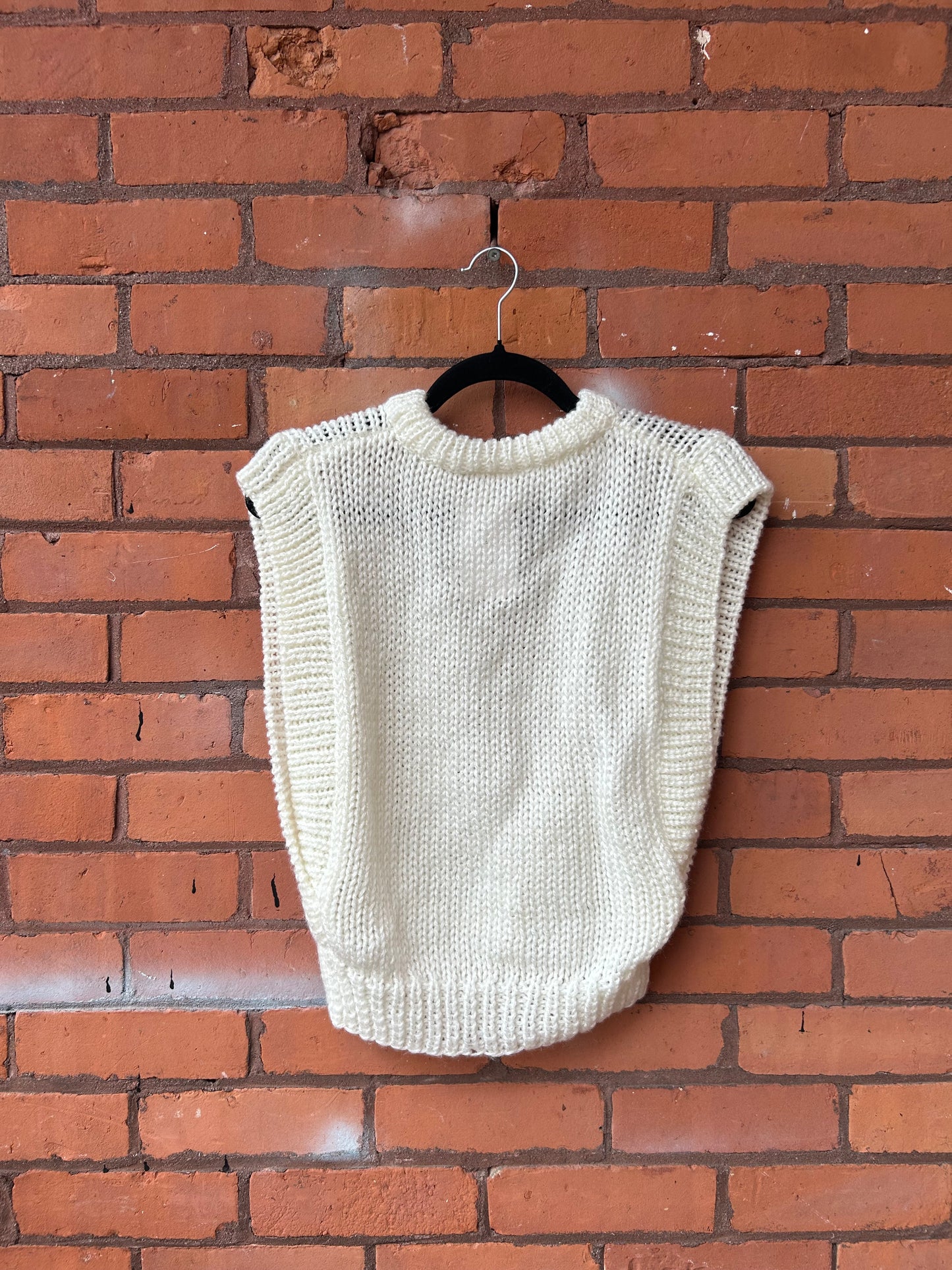 80’s Vintage White Sweater Vest / Size S