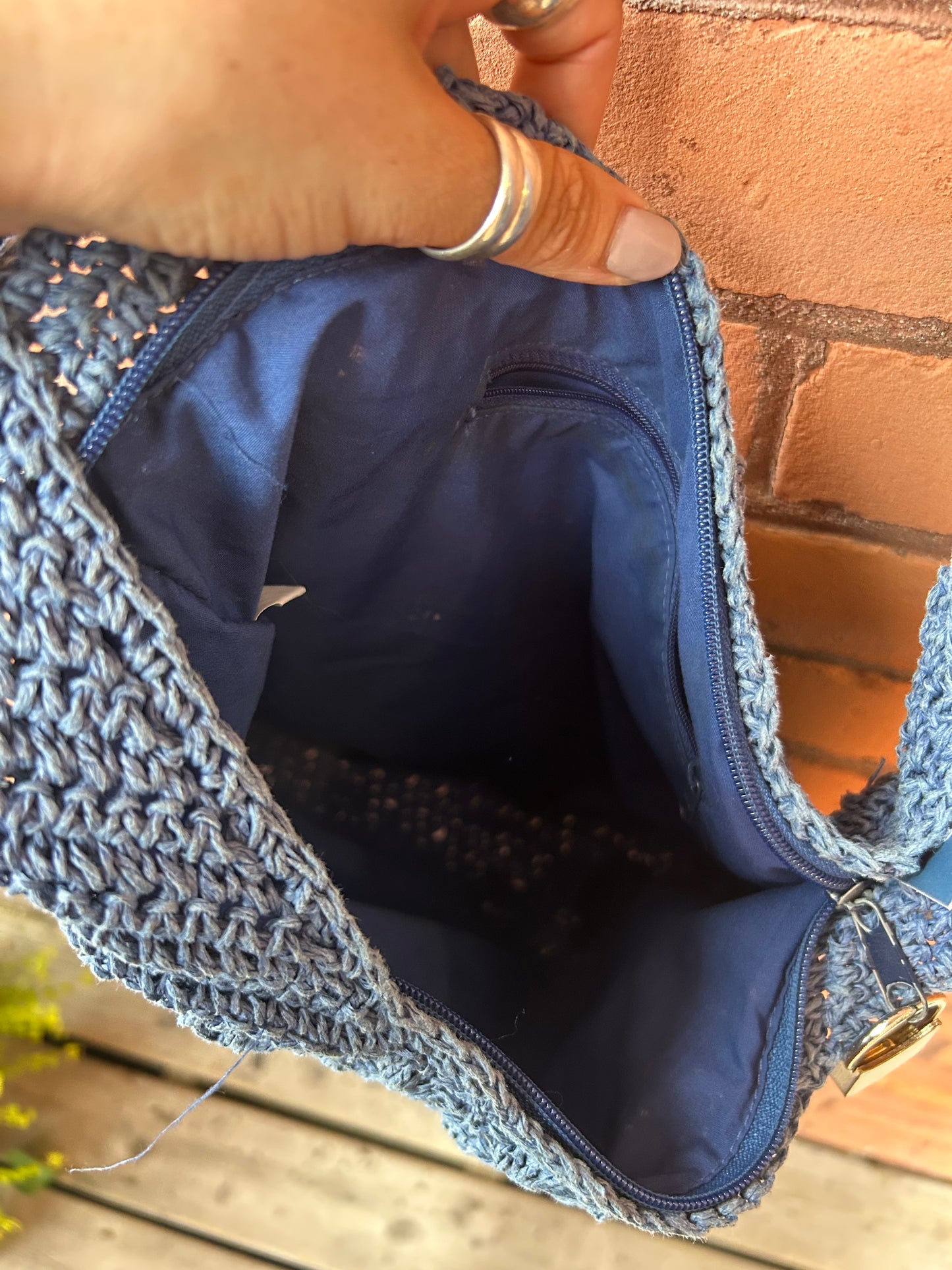 90’s Vintage Blue Crotchet Purse