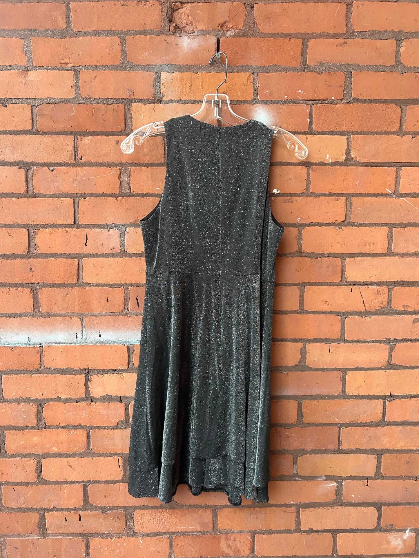 90’s Vintage Silver Sparkly Keyhole Mini Dress / Size 8-10