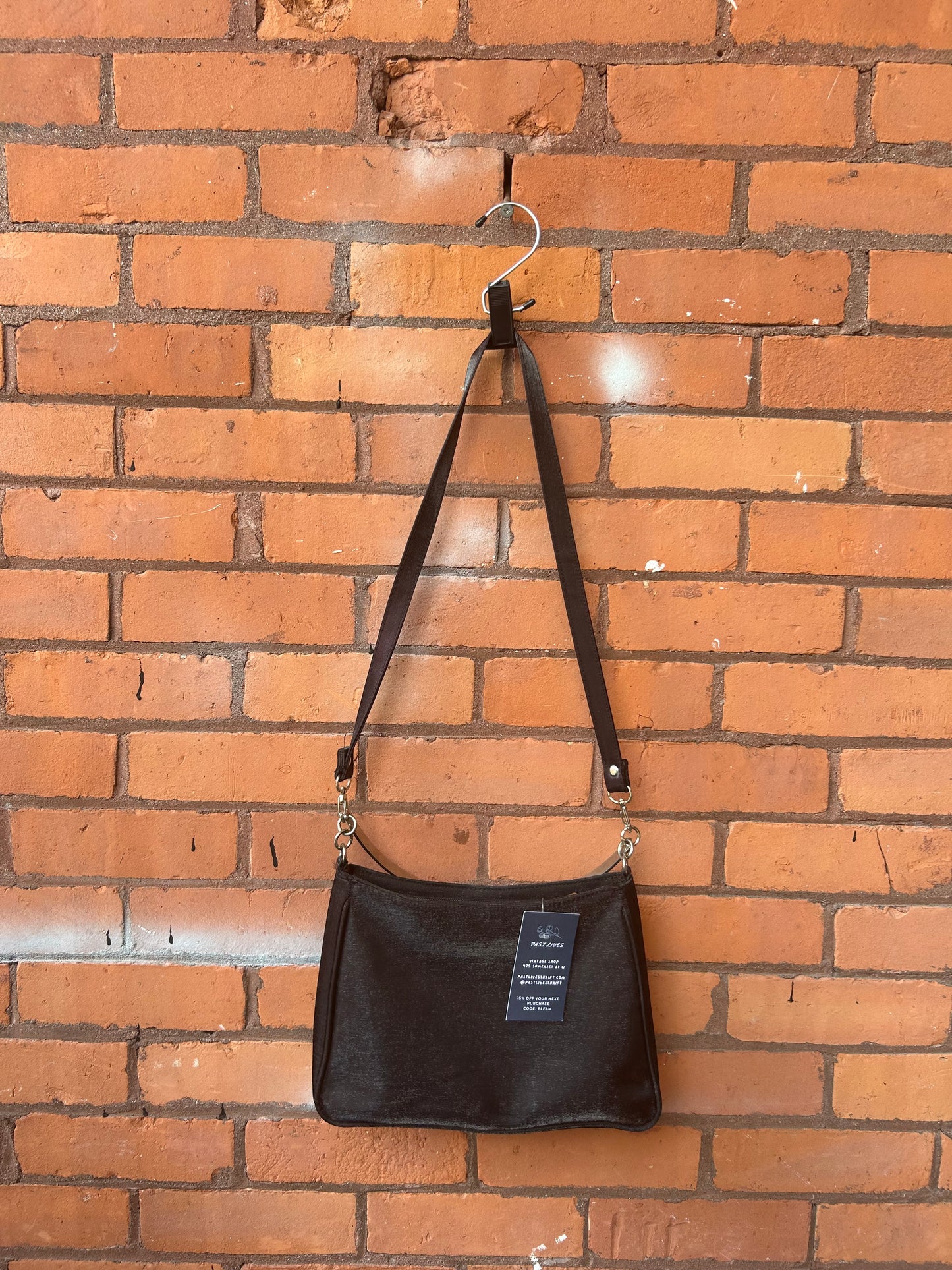 90’s Vintage Black Nylon Silver Handle Bag