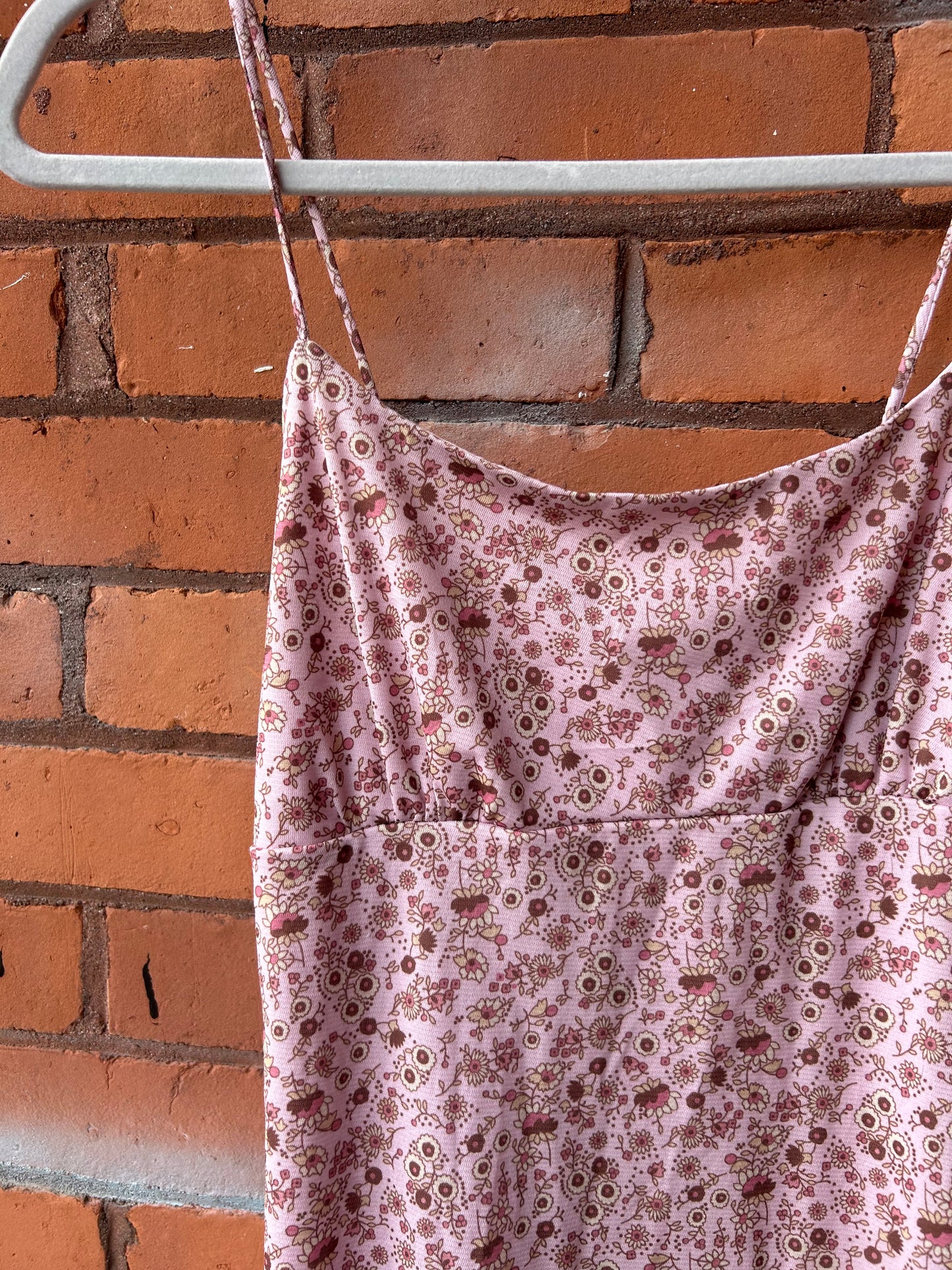 90’s Vintage Pink Floral Ruffle Mini Dress / Size 4-6