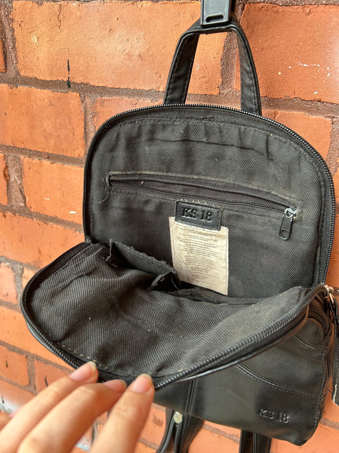 Y2K Vintage Black Faux Leather Mini Back Pack