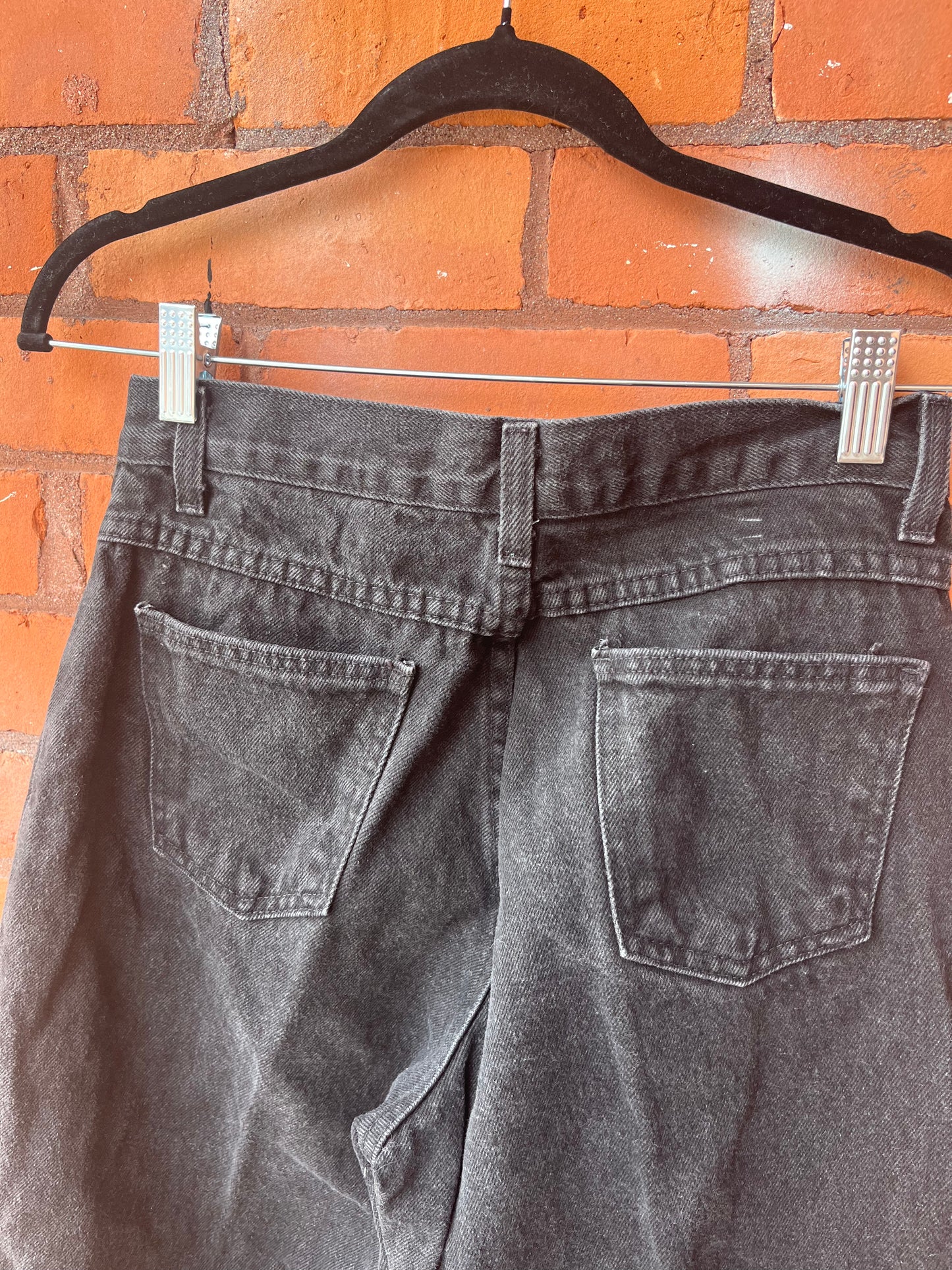 90’s Vintage Faded Black Straight Leg Jeans / 27 Waist