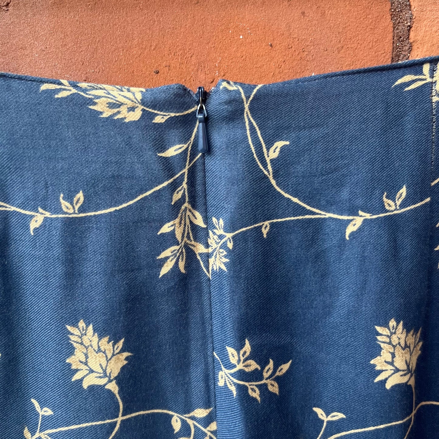 90’s Vintage Blue & Burgundy Floral Wrap Maxi Skirt / 30 Waist