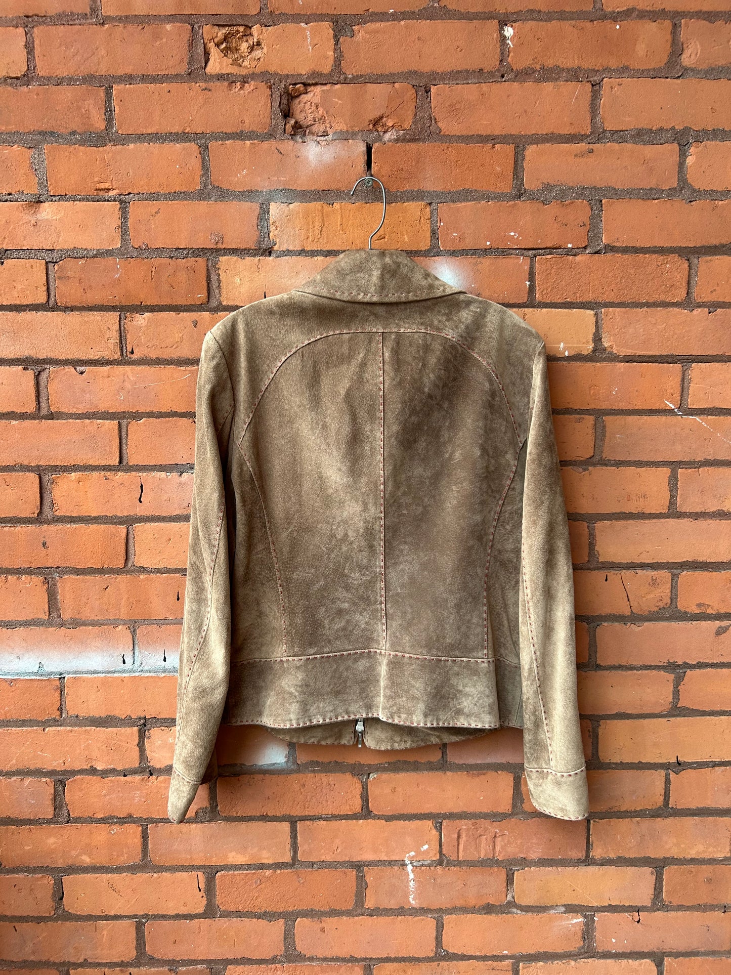 Y2K Vintage Light Brown Suede Zip Up Jacket / Size S