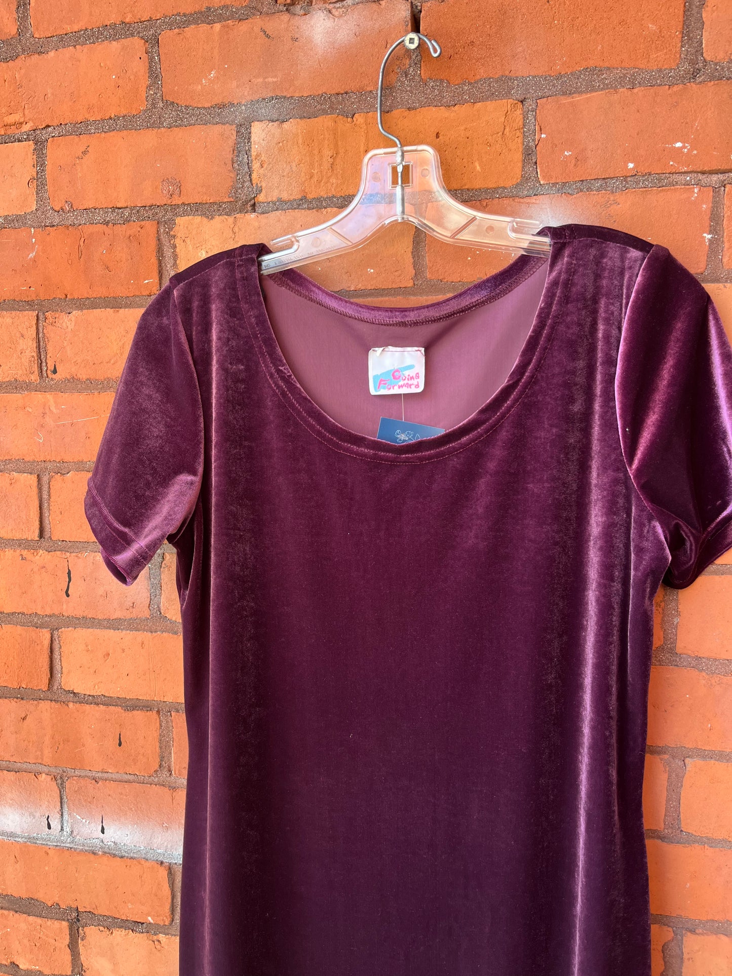 90’s Vintage Purple Velvet Tshirt Maxi Dress / Size L-XL