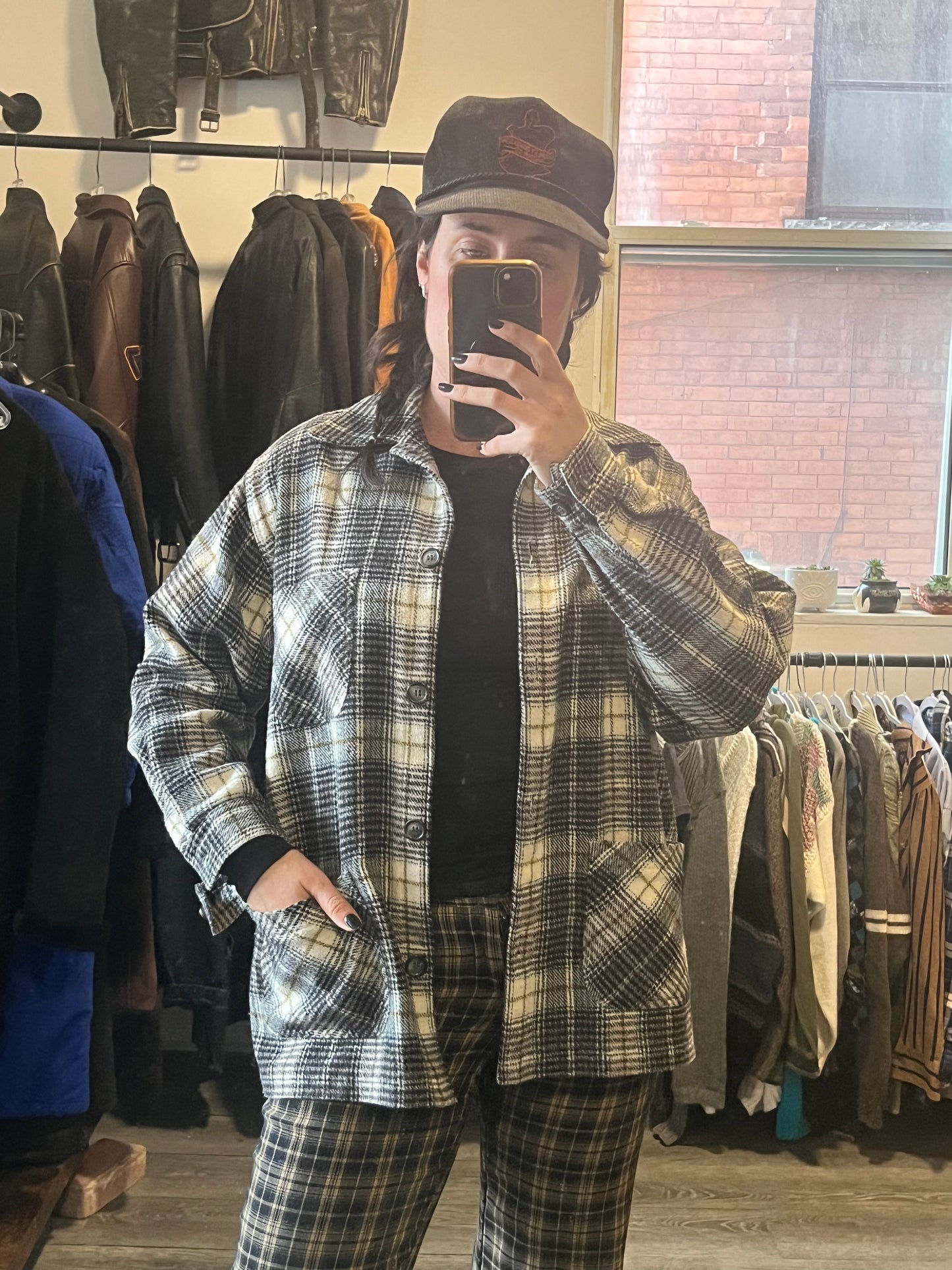 90’s Vintage Plaid Button Down Shacket / Size M