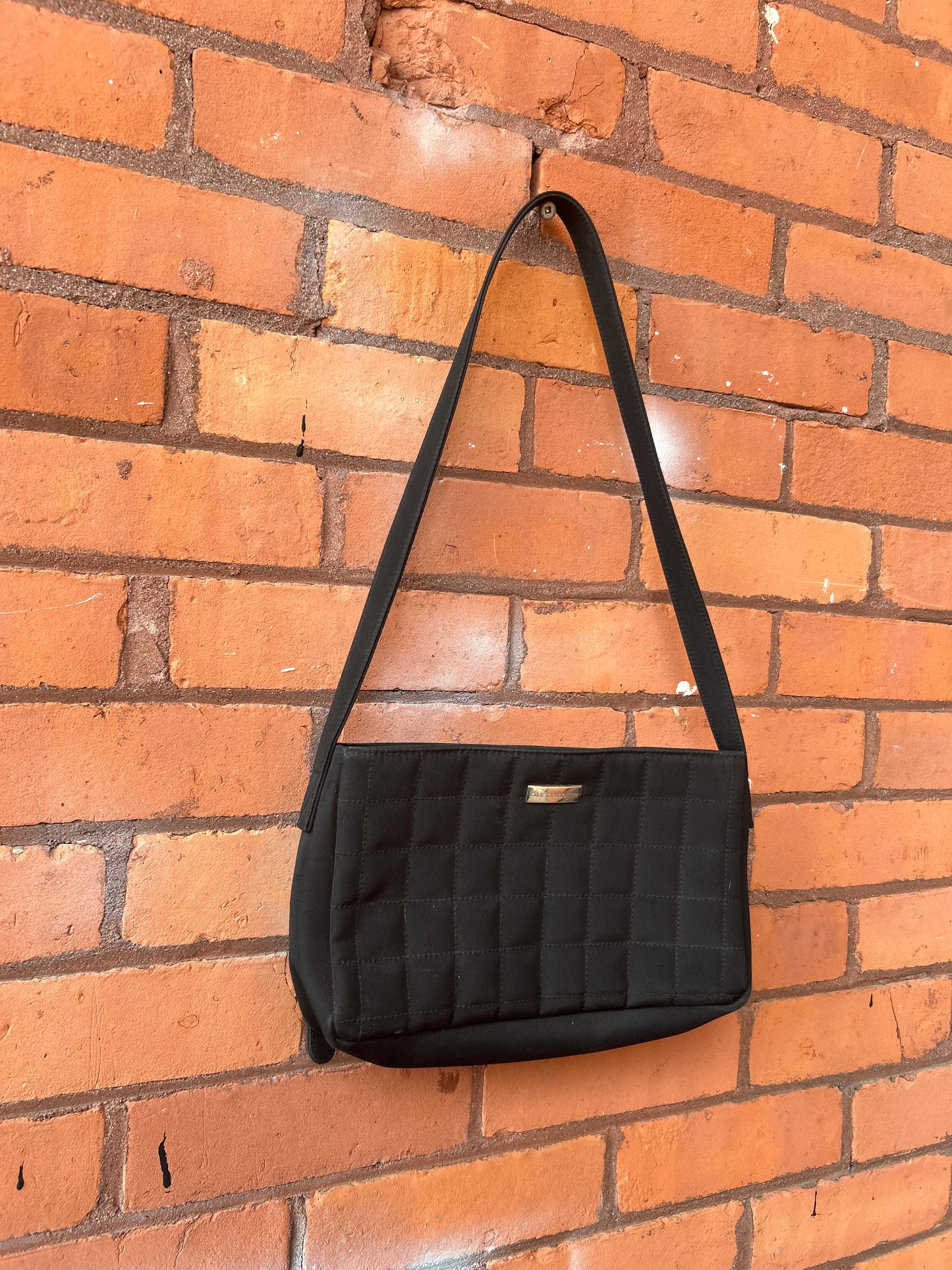 Y2K Vintage Black Nylon Quilt Shoulder Purse