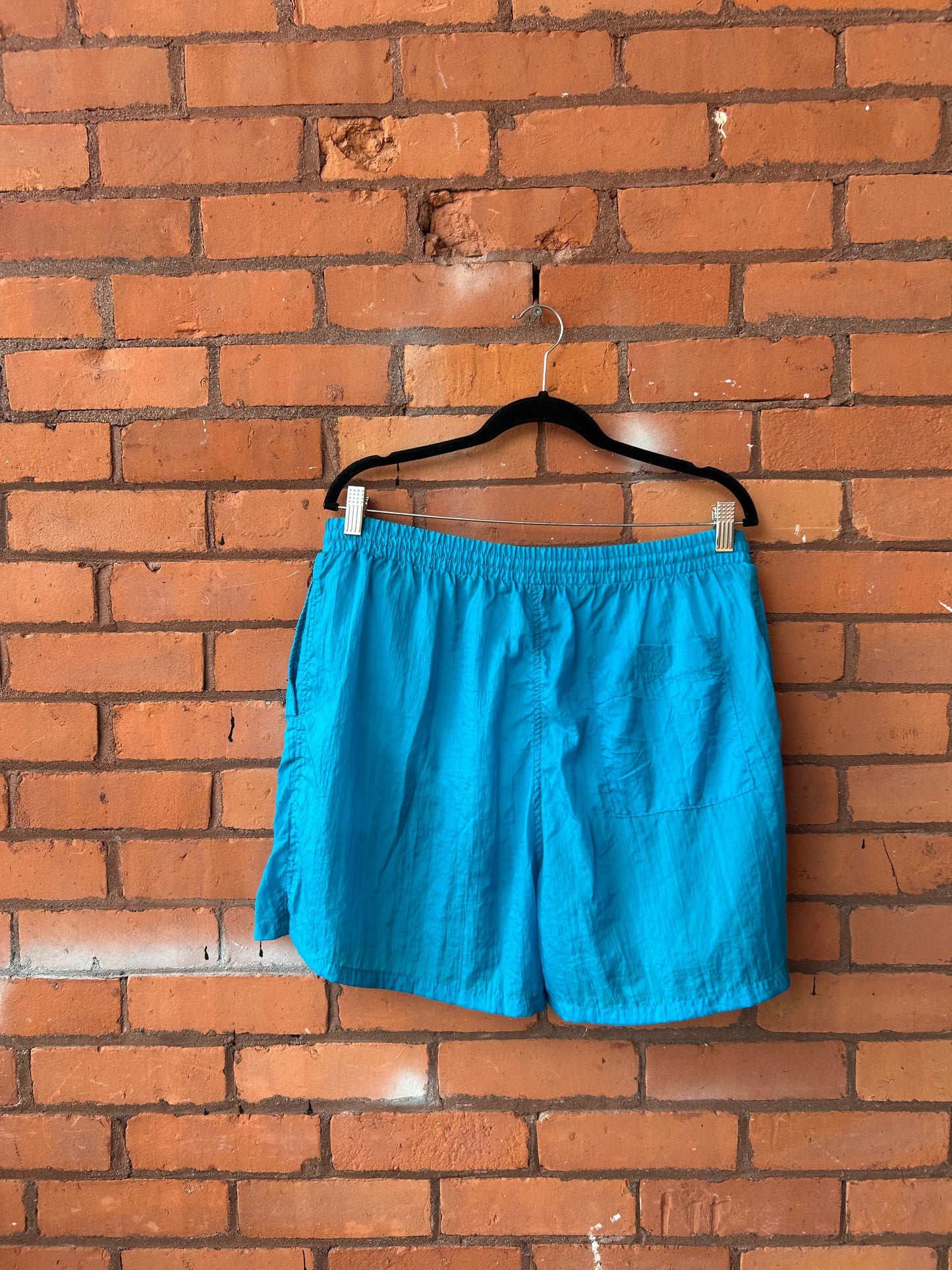 90’s Vintage Blue Swim Shorts / 32-38 Waist