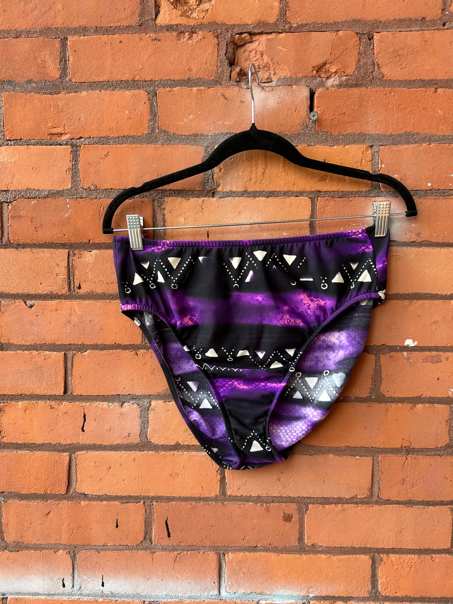 90’s Vintage Purple & Black Abstract Halter Bikini Set / Size M