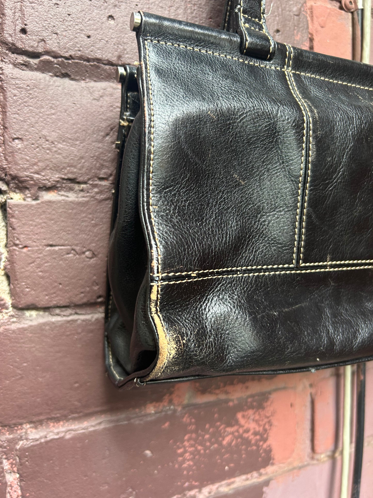 Y2K Vintage Black Leather Shoulder Purse
