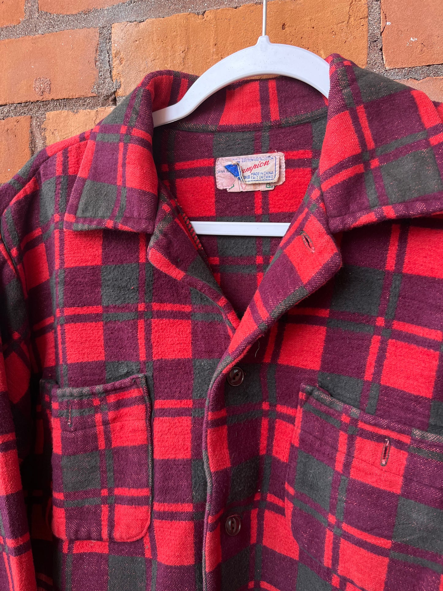 70’s Vintage Plaid Thick Cotton Shacket / Size L